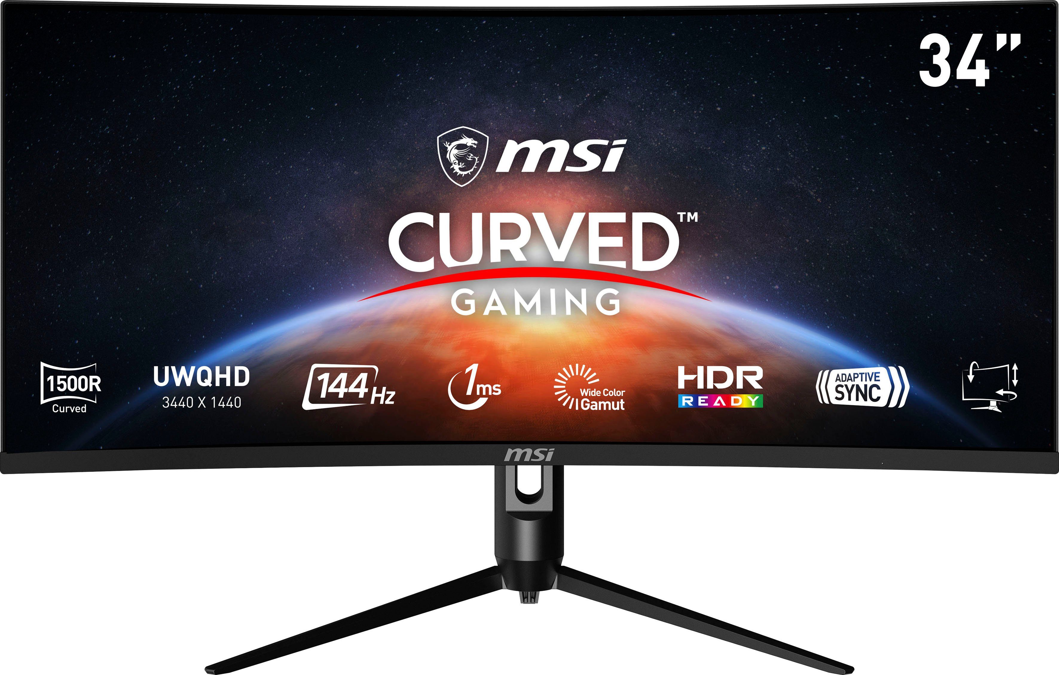 MSI Optix MAG342CQR Curved-Gaming-LED-Monitor (86 cm/34 ", 3440 x 1440 px, UWQHD, 1 ms Reaktionszeit, 144 Hz, VA LCD, höhenverstellbar, 3 Jahre Herstellergarantie)