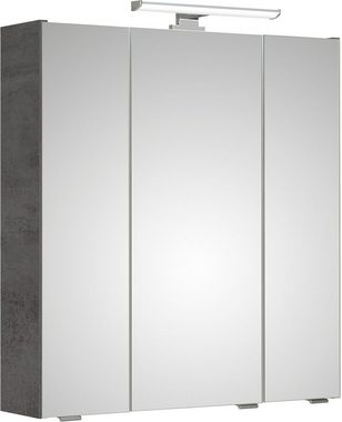 Saphir Badmöbel-Set Quickset 945 2-teilig, Waschbeckenunterschrank mit LED-Spiegelschrank, (2-St), Waschplatz 65 cm breit, 5 Türen, 6 Einlegeböden, inkl. Türdämpfer
