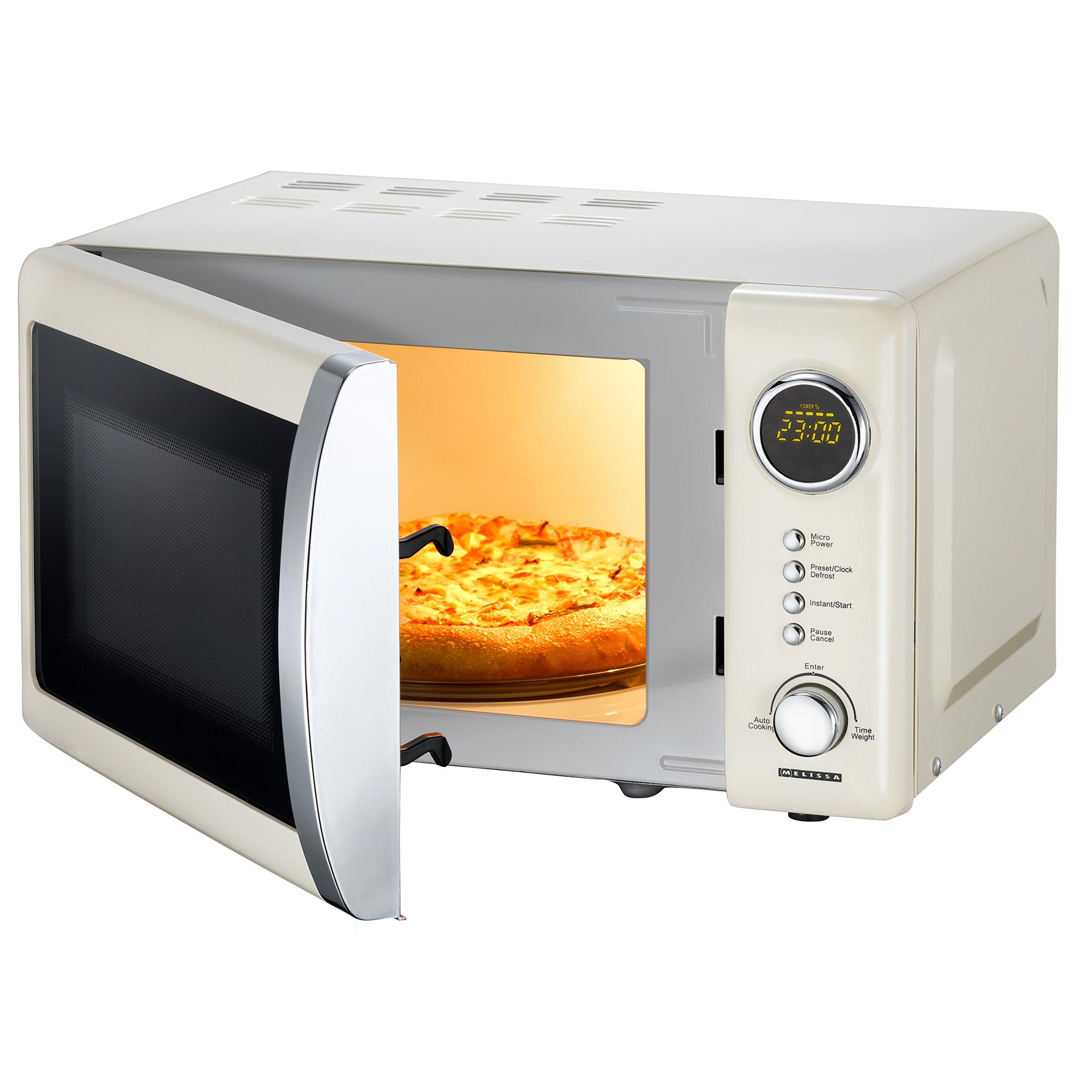 MELISSA Mikrowelle, 20 l, kompaktes Retro-Design, LED-Display, 700W - 5 Stufen & Auftaufunktion