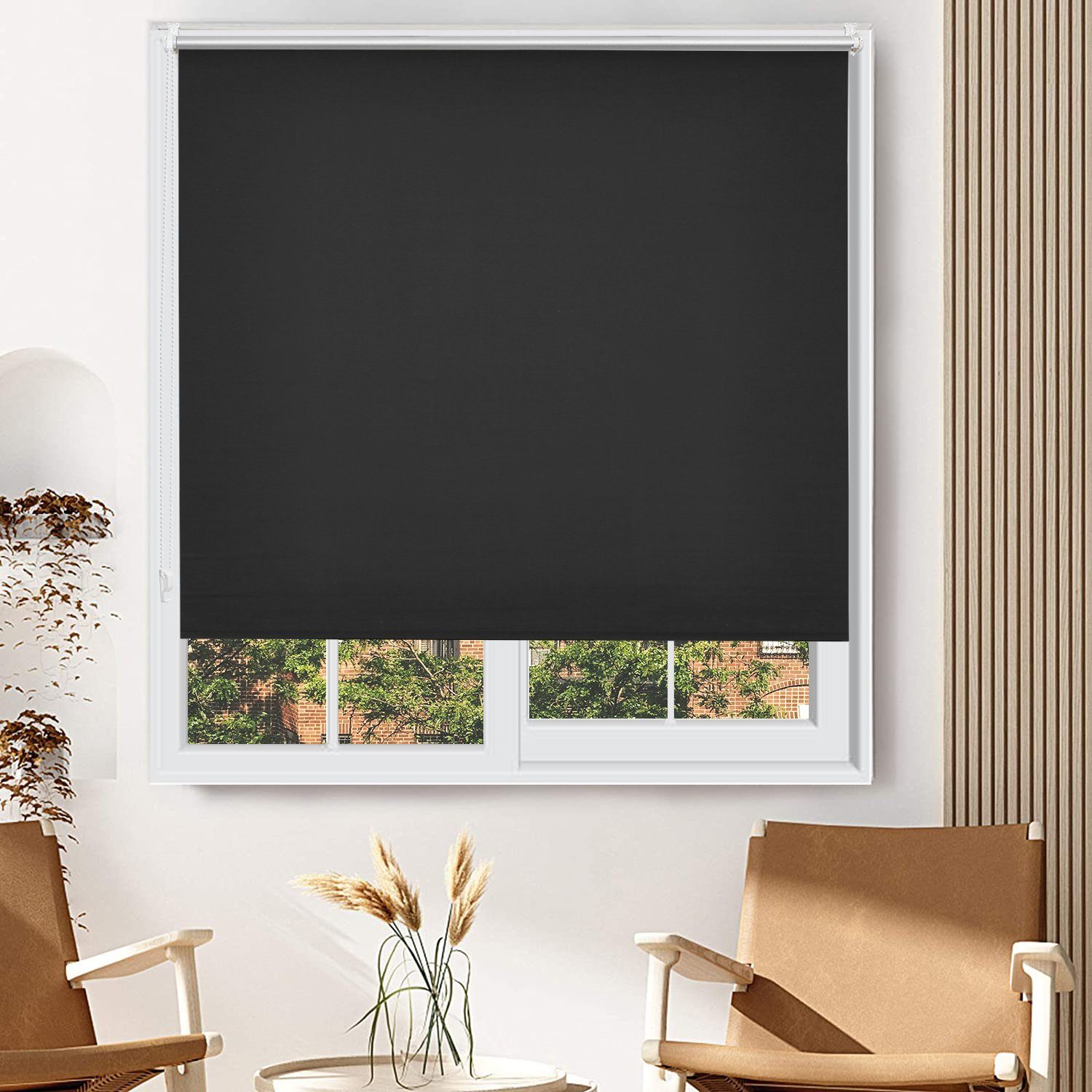 Seitenzugrollo mit Klämmträger, Fixmaß, uni, monochrom, Sonnenschutz