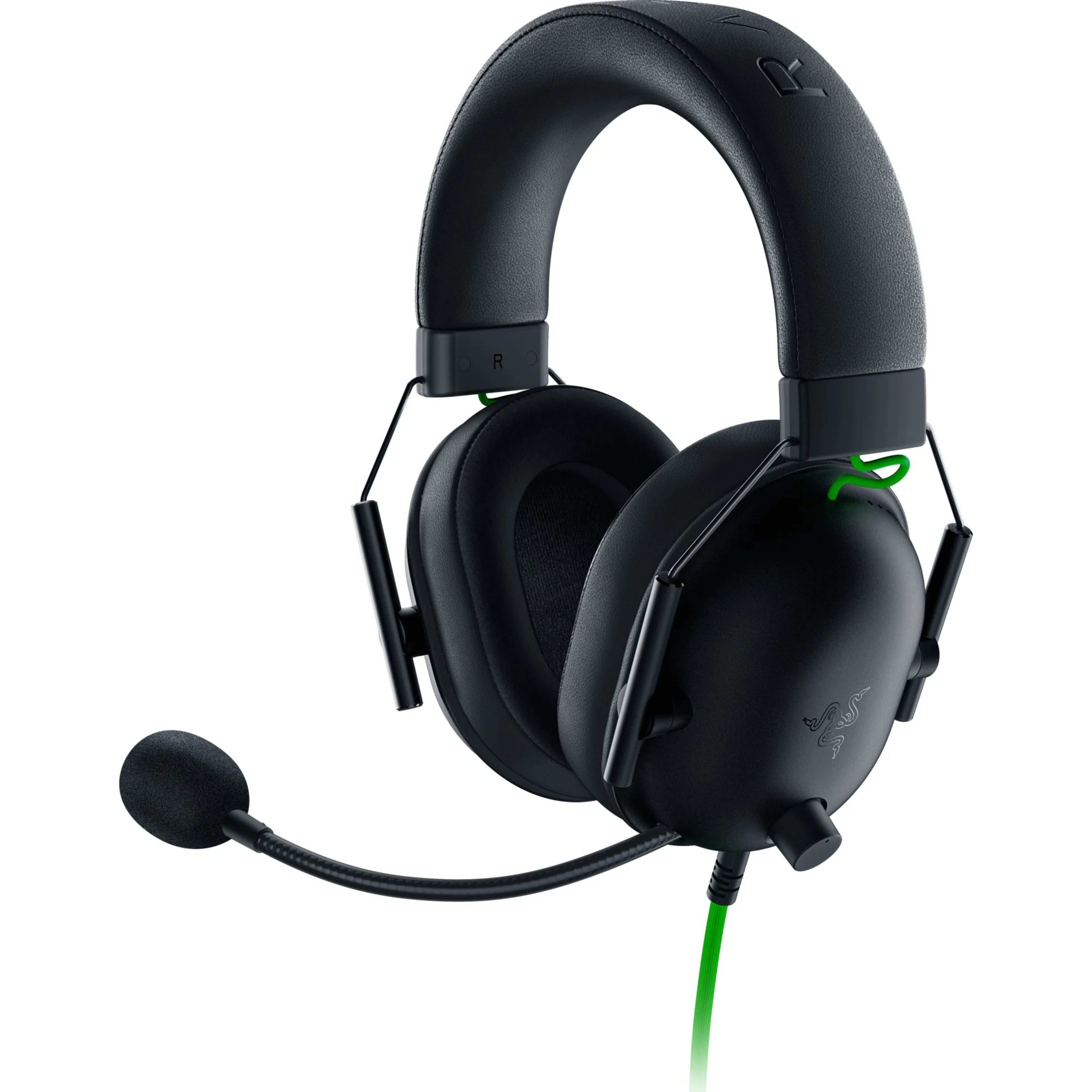 RAZER Blackshark V2 X Over-ear Gaming Headset Schwarz Grün Gaming-Headset (Headset mit Mikrofon, Atmungsaktive Ohrpolster)
