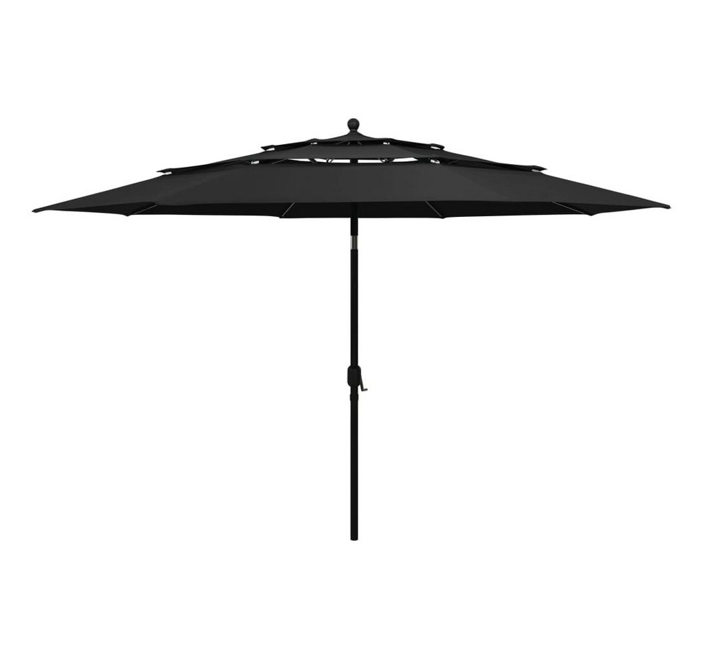 Thumbnail - vidaXL Sonnenschirm, Balkonschirm mit Aluminium-Mast 3-lagig Schwarz 3,5 m