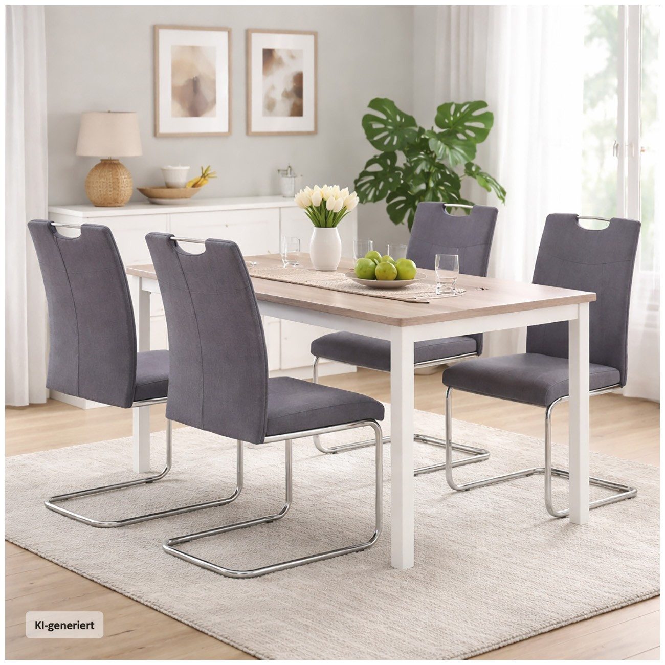 HTI-Line Freischwinger Schwingstuhl KellyC Grau 4er (Set, 4 St), Freischwinger Esszimmerstuhl – Bild 4 von 4