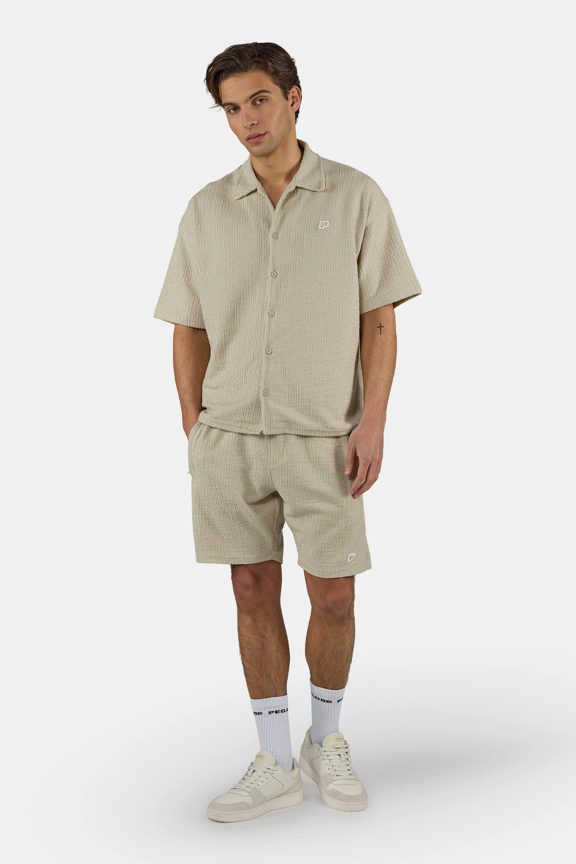 PEGADOR Kurzarmshirt Libco Structured Knit Shirt Materialmix, regular fit