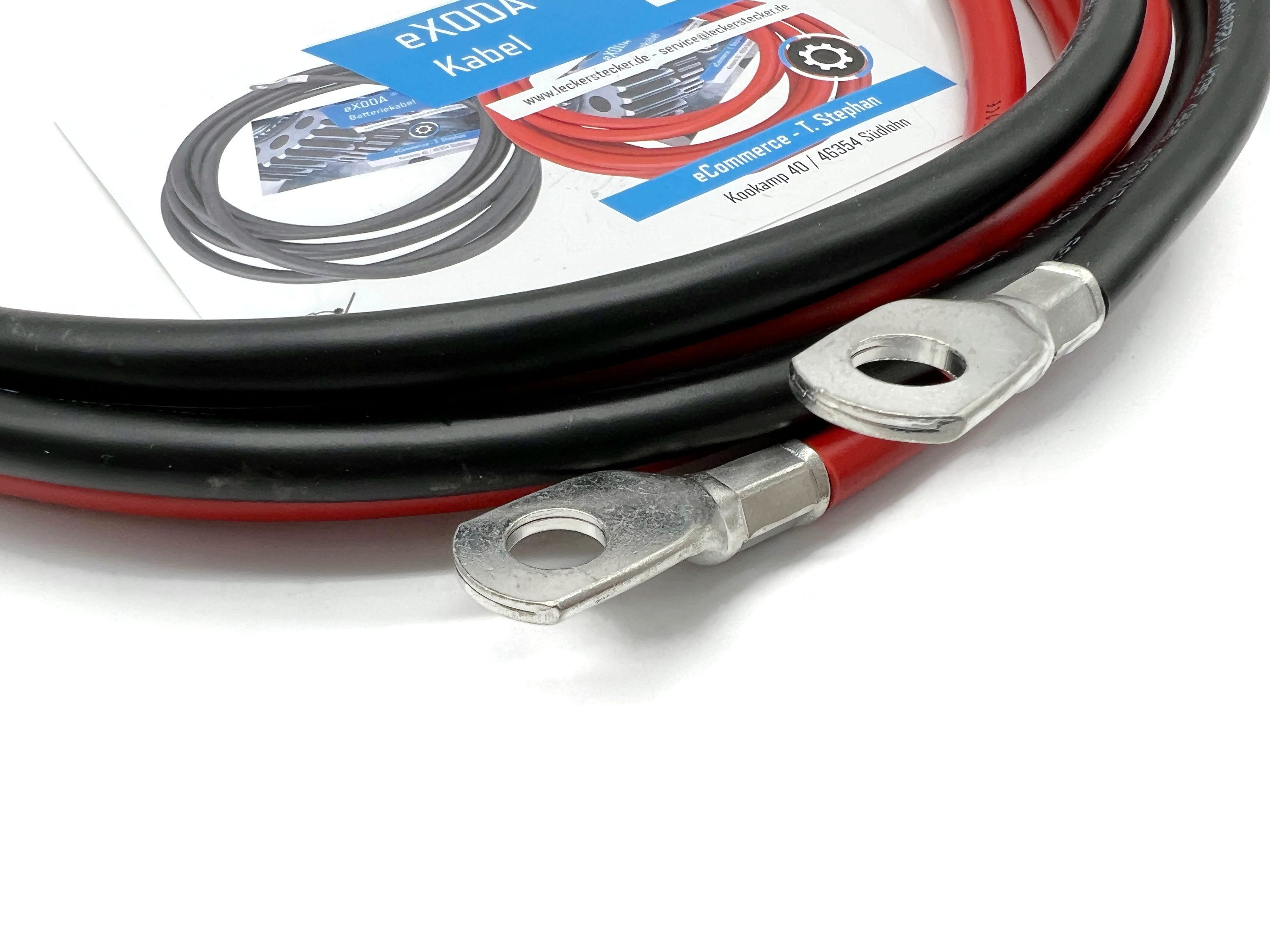 eXODA 35 mm2 M10 M10 Batteriekabel, Rot und Schwarz, (200 cm), 99% Kupfer