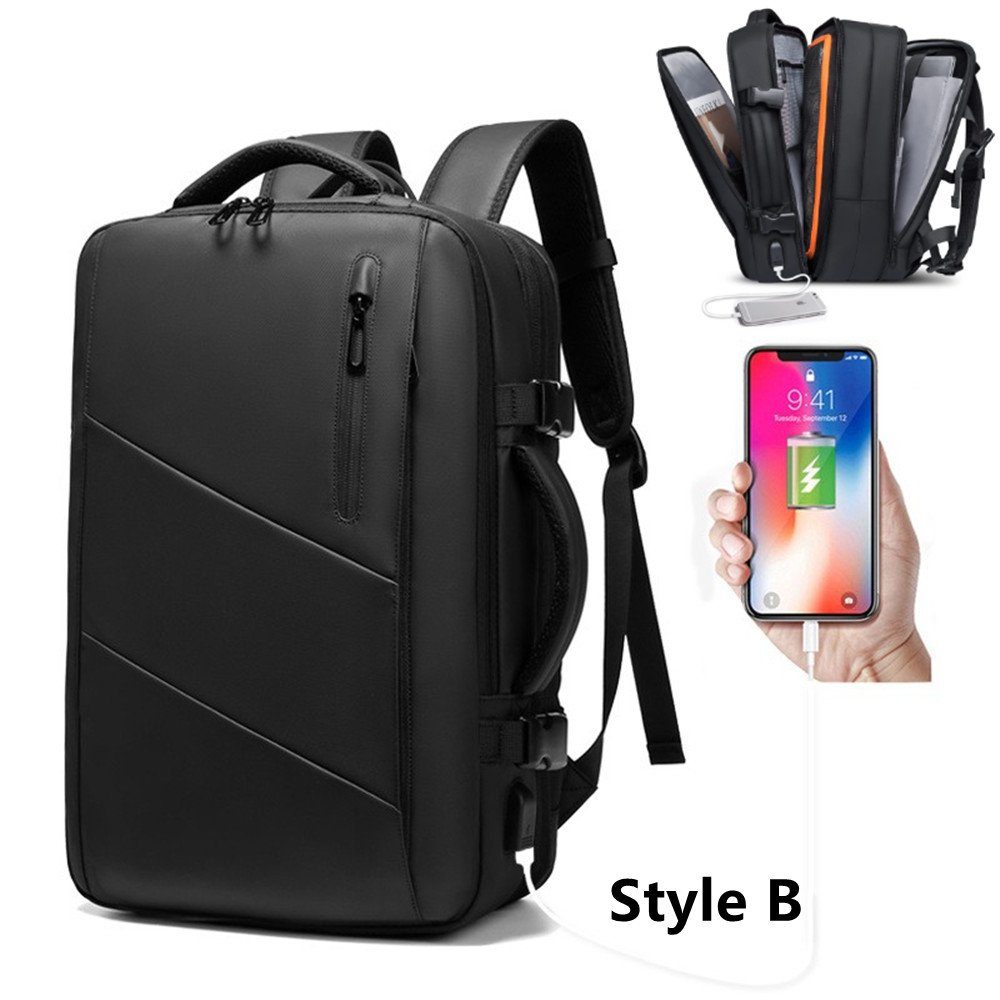 XDeer Reiserucksack 39L erweiterbarere Reiserucksack,Business-Laptop-Rucksack, (Set), wasserfester, diebstahlsicherer Laptop-Rucksack mit USB-Aufladung