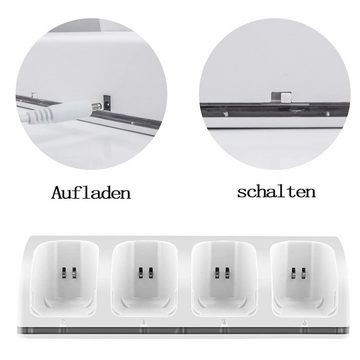 GelldG Wii-Ladestation 4 in 1 Controller-Ladestation für Fernbedienung Weiß Wii-Controller