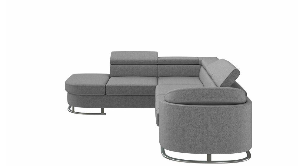 Stylefy Ecksofa Ice, L-Form, stellbar, links Eckcouch, frei oder rechts Bettkasten, inklusive bestellbar, mane und im Kopfteil- Metall, Bettfunktion und mit Raum Armlehnenverstellung