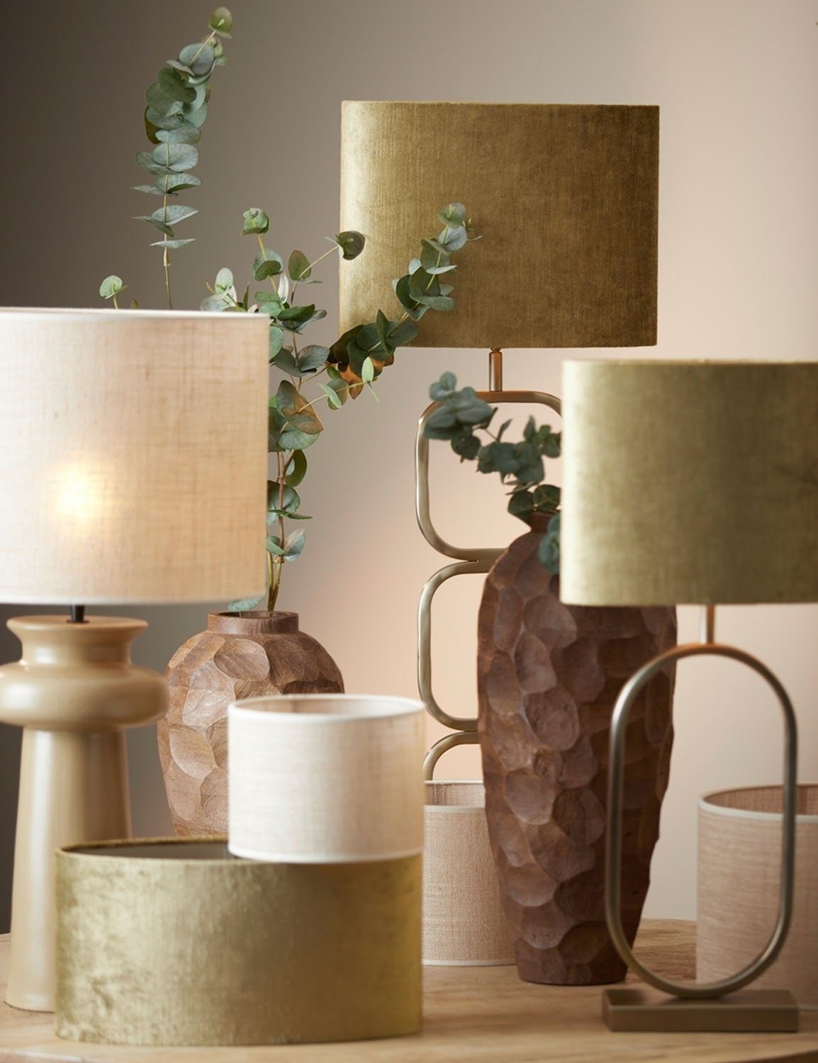 Light & Living Lampenschirm SENDAI, Stoff, Beige, Ø 25 cm, Metallhalterung