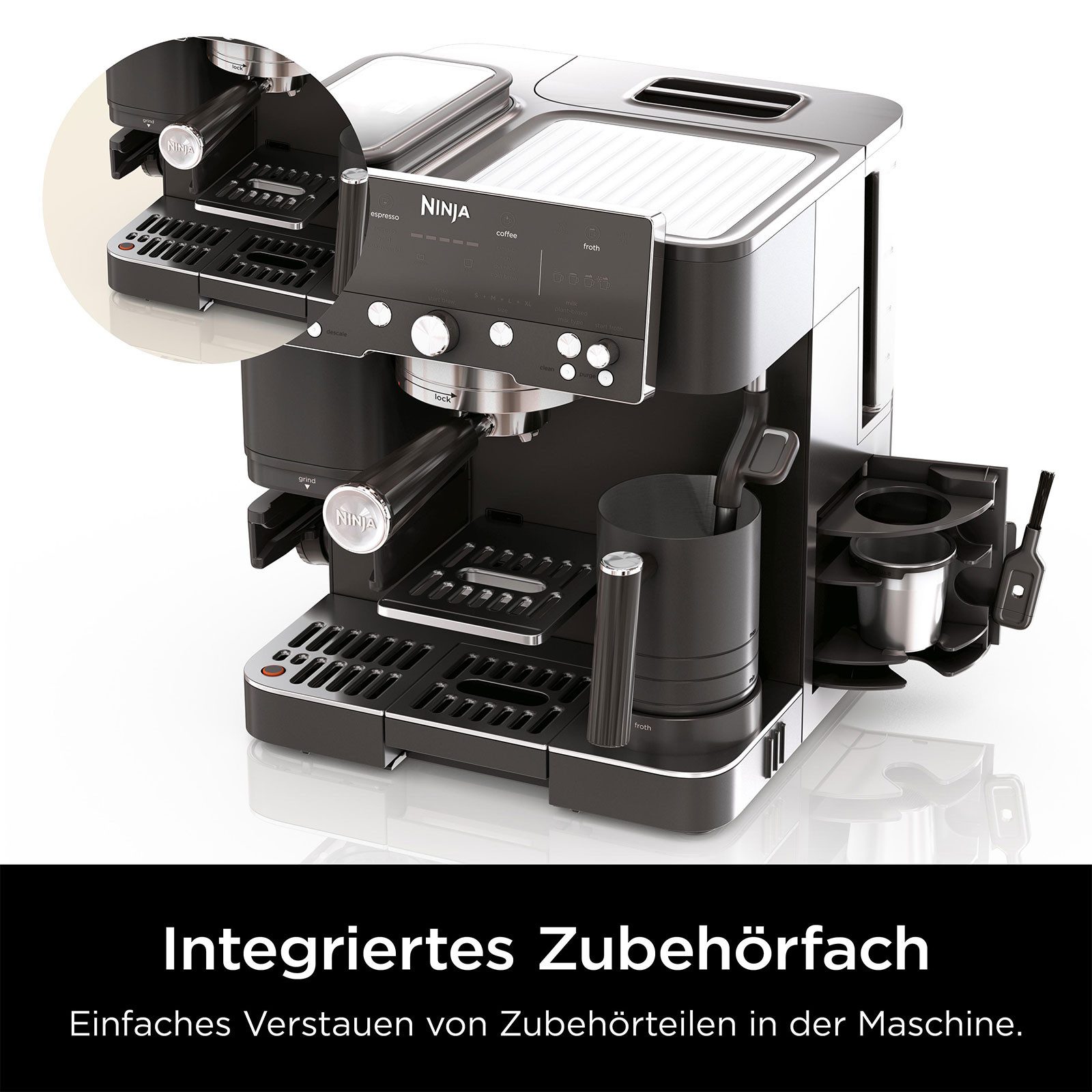 NINJA Siebträgermaschine ES601EUBK, Dual Froth System