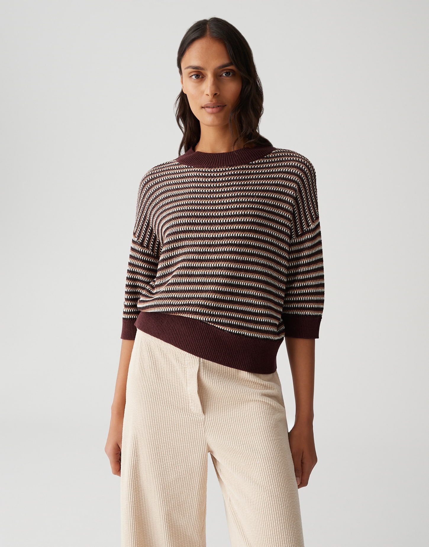 OPUS Strickpullover PEIPINA aus BCI Cotton Mix Boxy Silhouette, Jacquard St günstig online kaufen