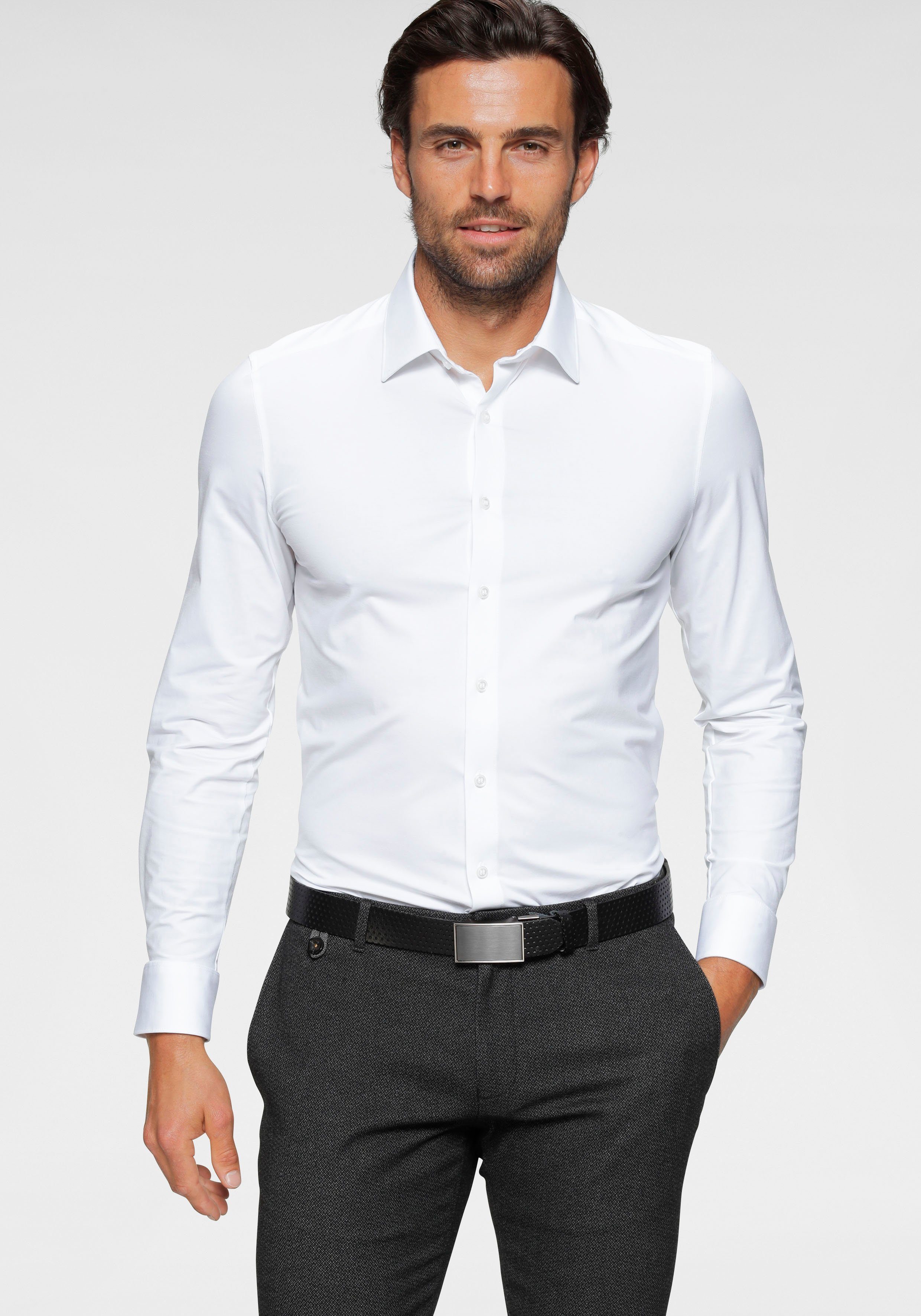 Businesshemd OLYMP weiß Five fit Qualität Jersey in body Level