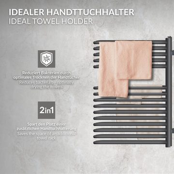 LuxeBath Badheizkörper Designheizkörper Handtuchheizkörper Handtuchtrockner, Anthrazit 500x800mm mit Montage-Set
