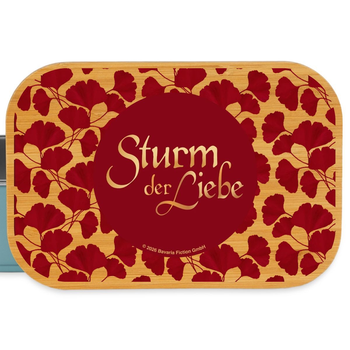 Spreadshirt Lunchbox Sturm Der Liebe Logo Ginko Brotdose mit Bambusdeckel, Edelstahl, Bambus