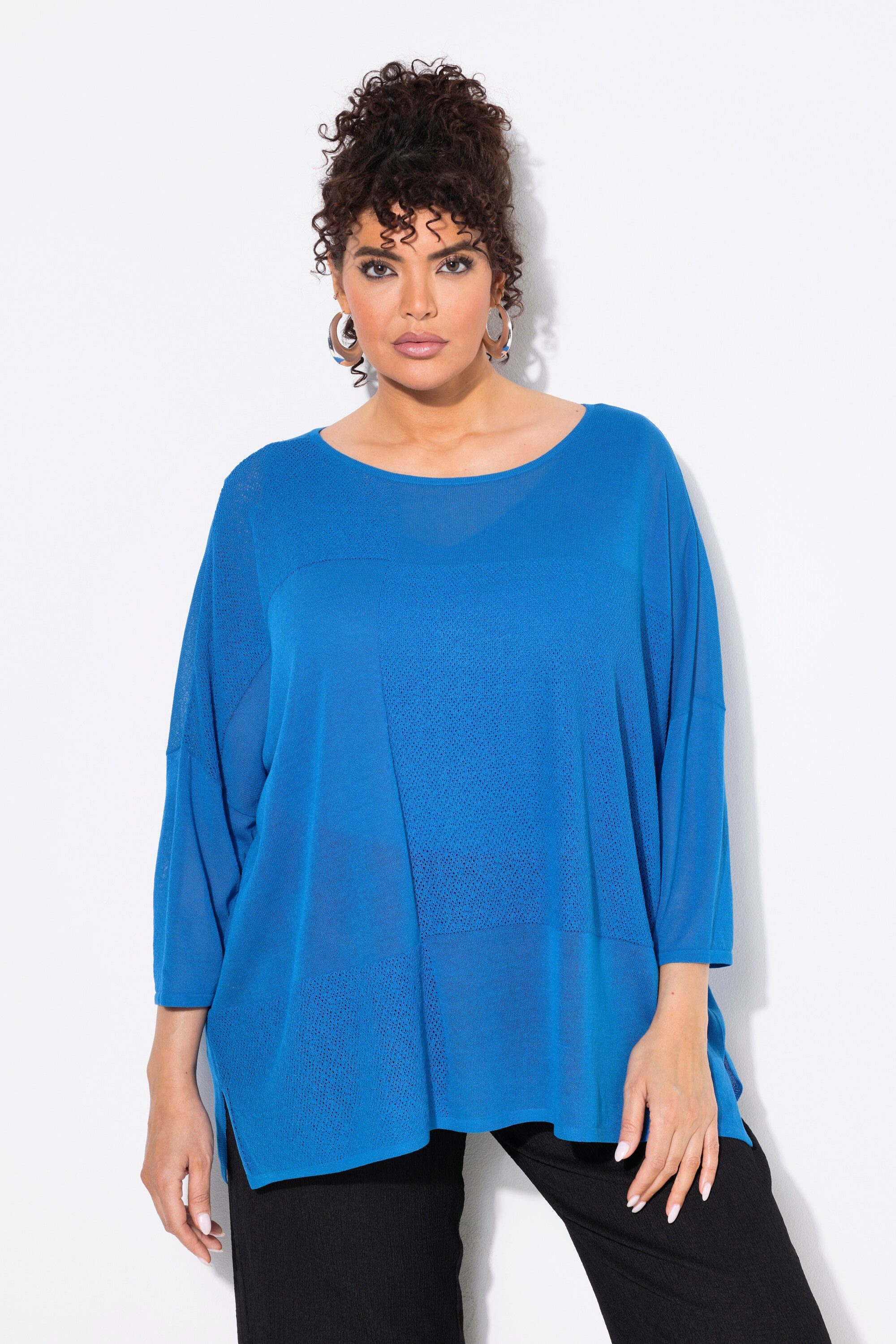 Ulla Popken Strickpullover Pullover Karostruktur oversized günstig online kaufen