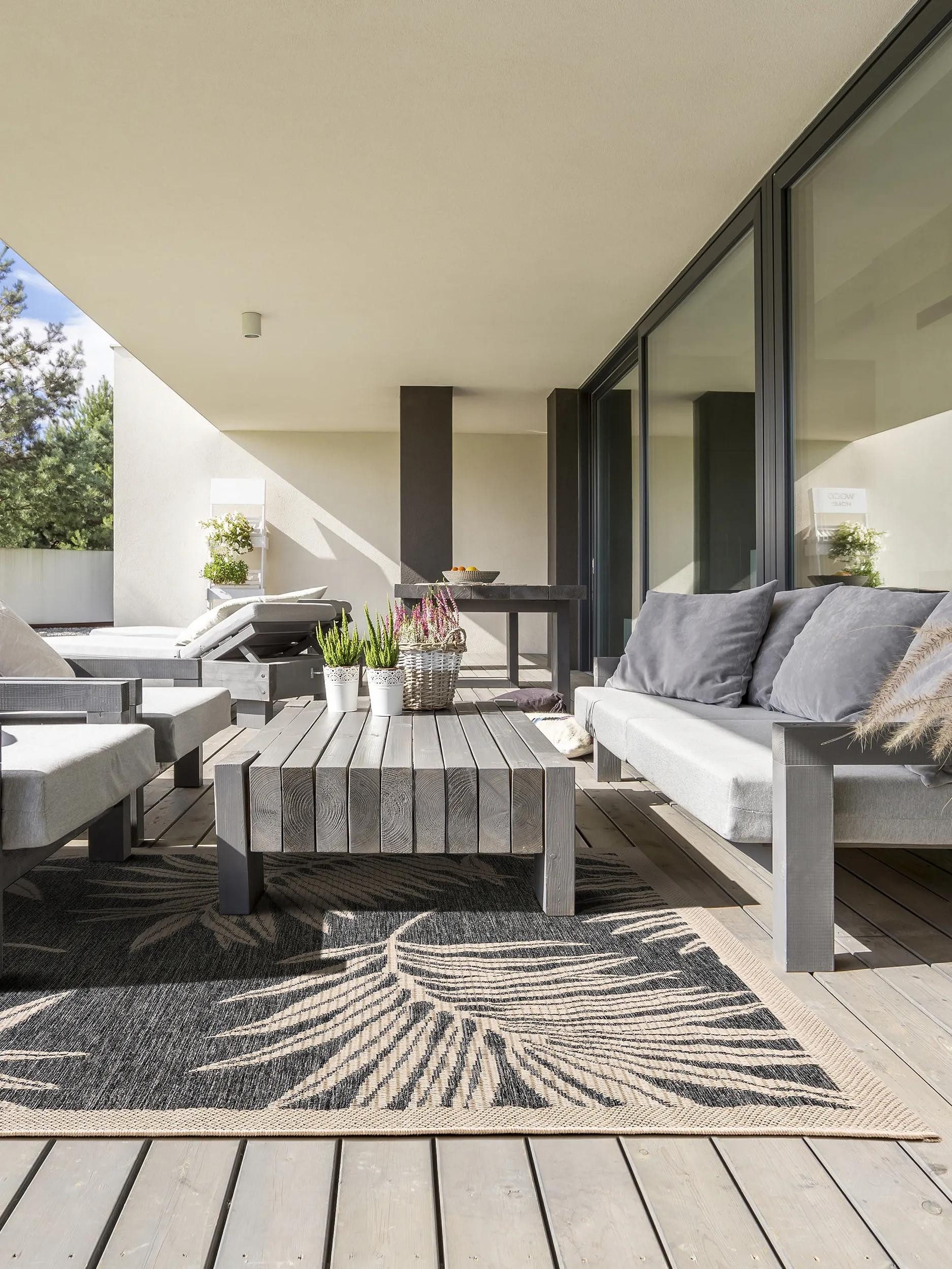 benuta Outdoorteppich River, rechteckig, Höhe: 5 mm, Teppich Wohnzimmer, Schlafzimmer, Esszimmer, Flur, Kunstfaser, Cozy