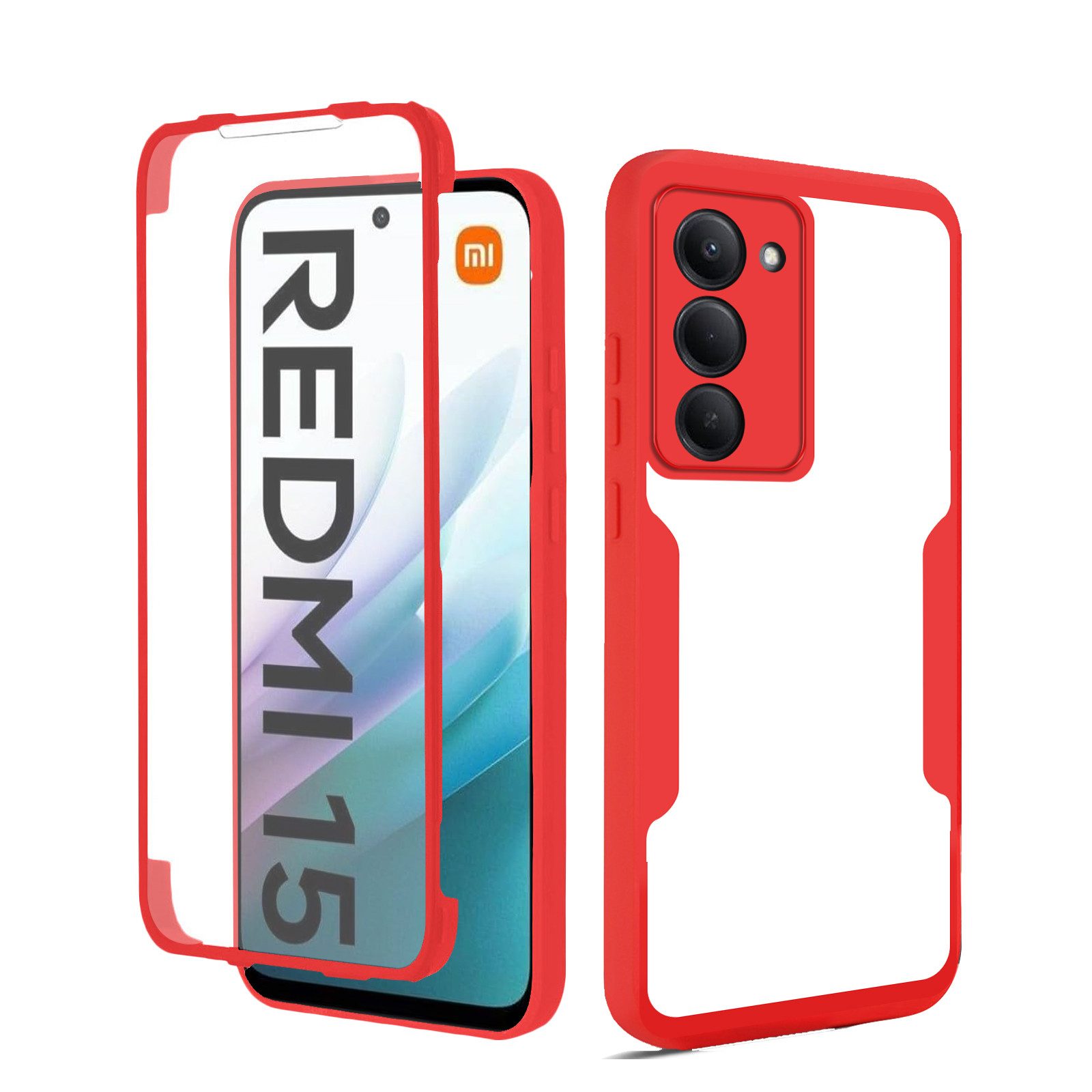 betterfon Handyhülle für Xiaomi Redmi 15 2-teiliges 360° TPU Schutzcase, Vollschutz Case mit integriertem Displayschutz und klarer Sicht