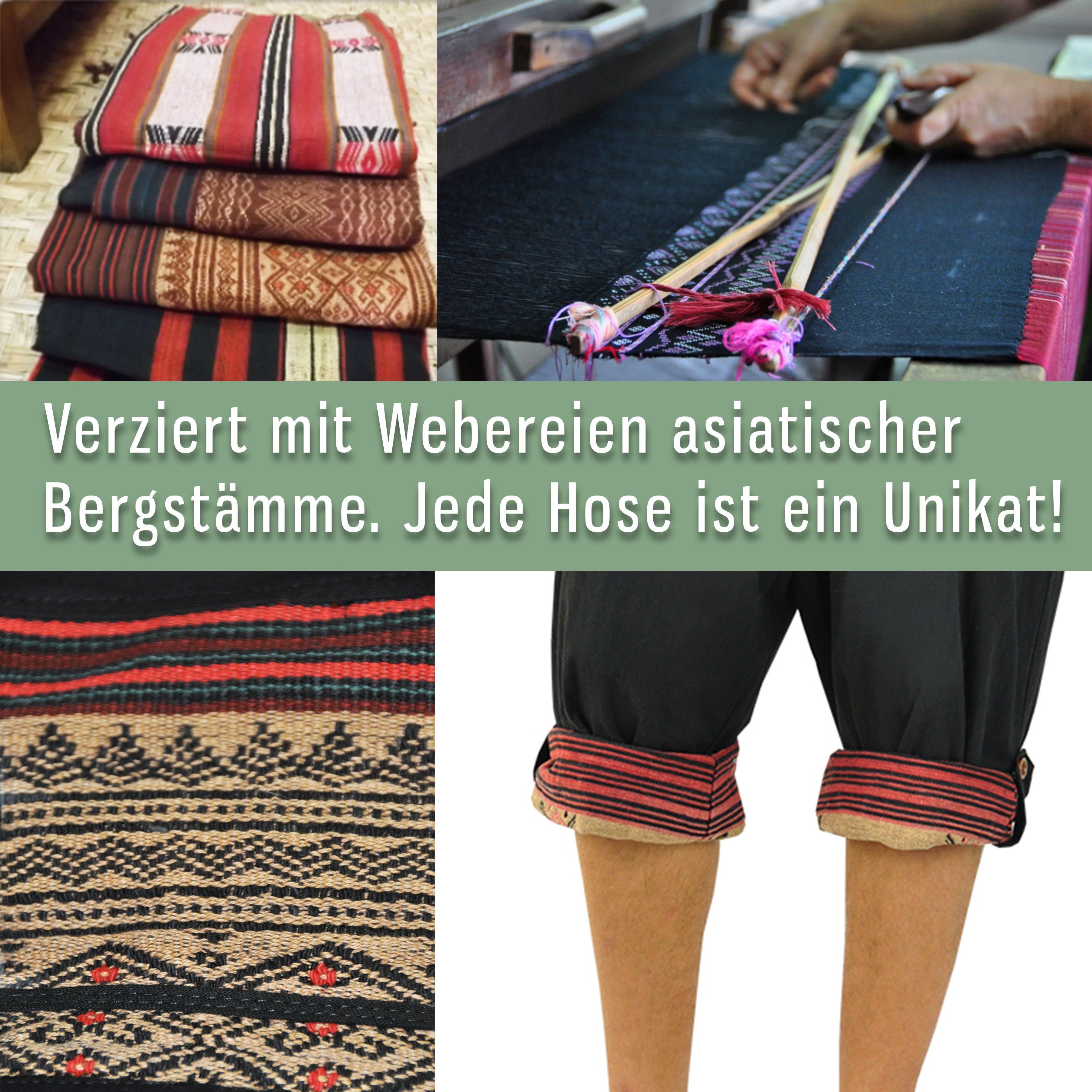 virblatt Shorts Herren Kurze Haremshose Herren Sommerhose kurze Hose 3/4 Sommer Hippie elastischer Bund