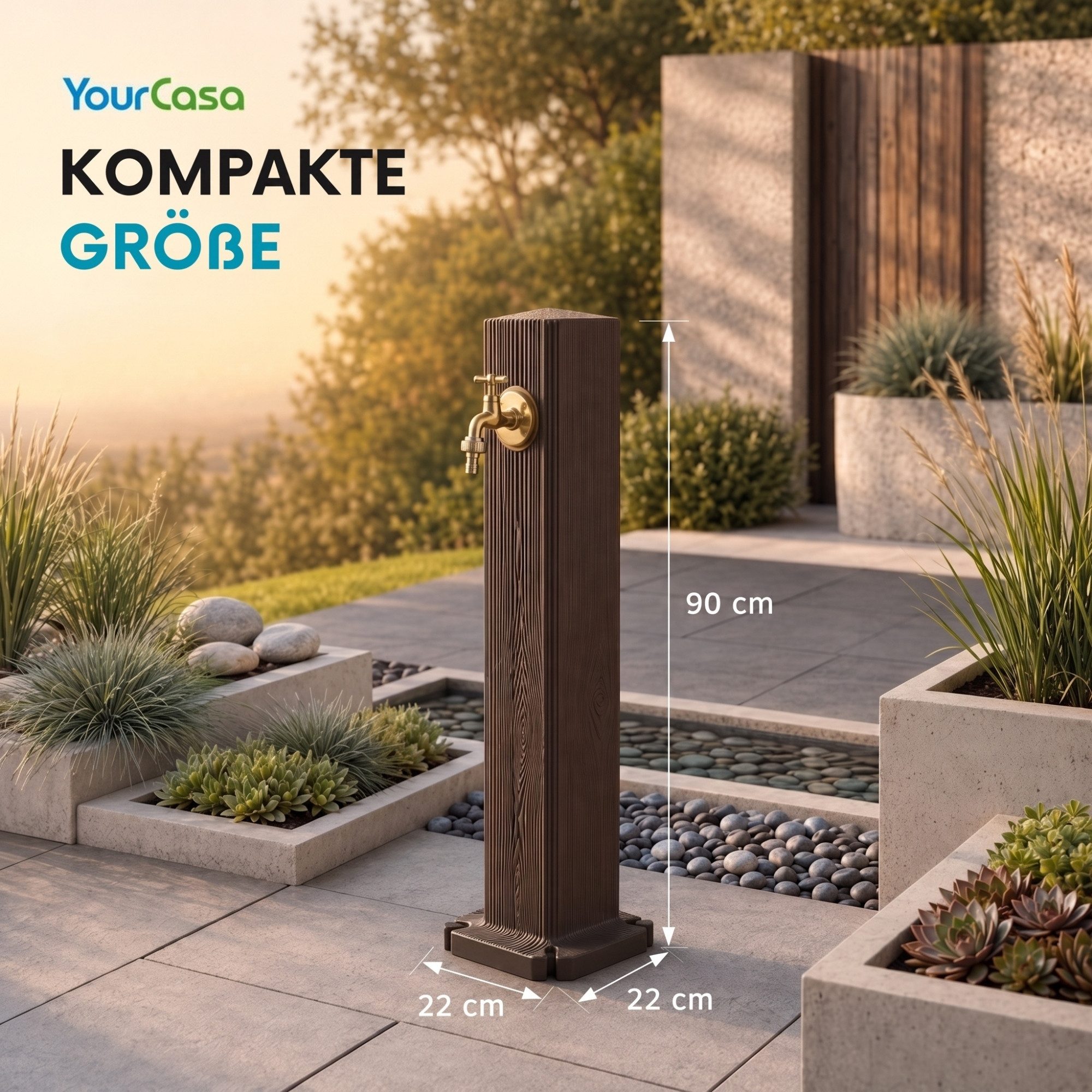 YourCasa Gartenbrunnen Timberline Wassersaüle Garten 90cm Holzoptik, Made in Europe – Bild 4 von 5