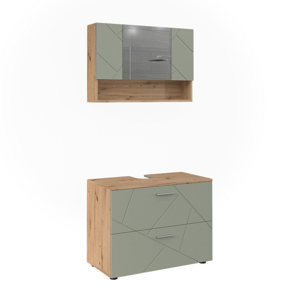 Vicco Badmöbel-Set Irma, Salbeigrün, 2 Teile, (2-St., 2er Set)