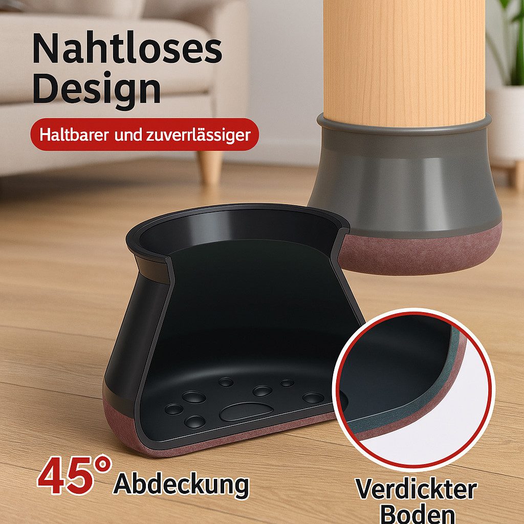 JASLIFE Stuhlbezug 24 Stück Stuhlbeinschoner Stuhlbeinkappen mit Filz, Stuhlgleiter Filz, Bodenschonend, rutschfest & leise ideal für Fliesen, Parkett, Laminat