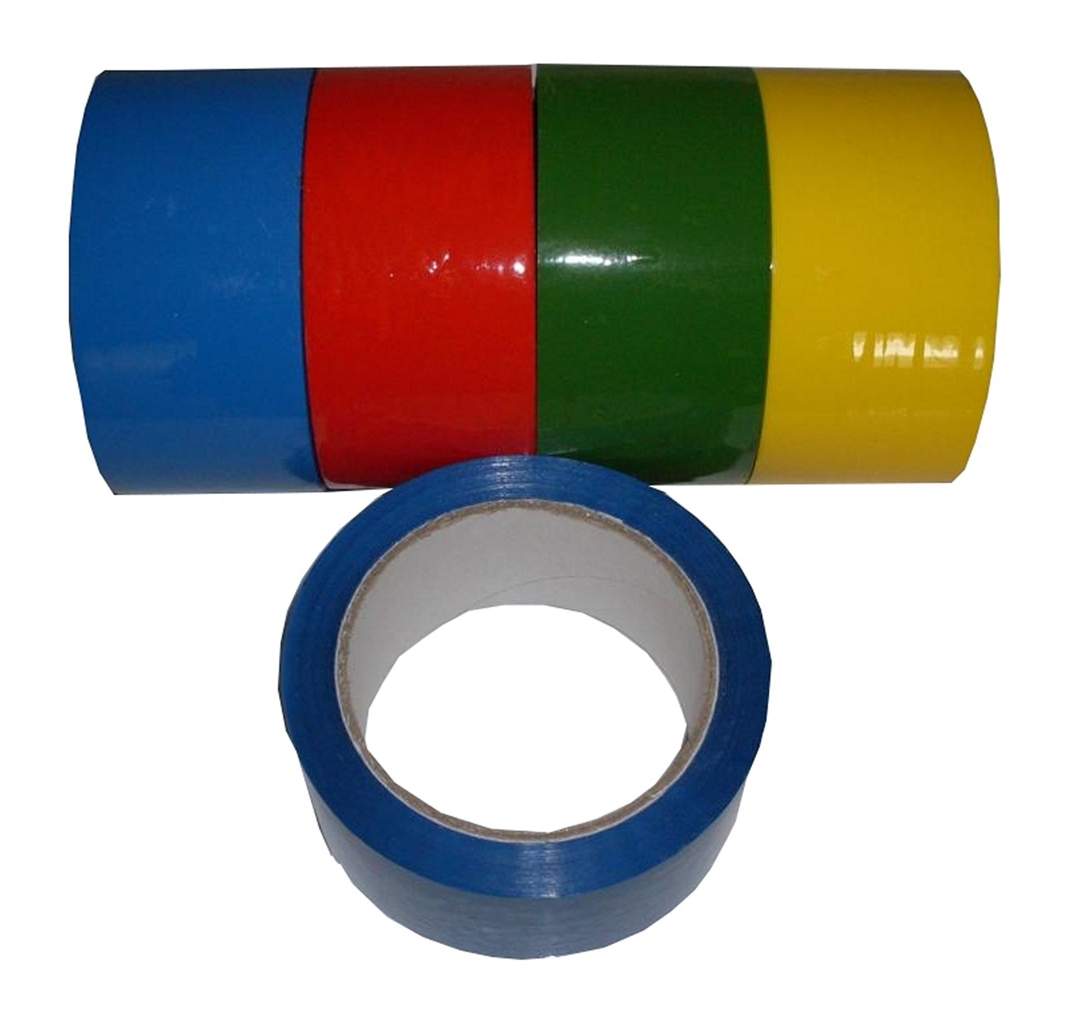 WBV - Westdeutscher Bindegarn-Vertrieb Eselgrimm GmbH & Co. KG Klebeband 4 Rollen Klebeband Paketband Packband 66m X 50mm 1x gelb blau grün rot