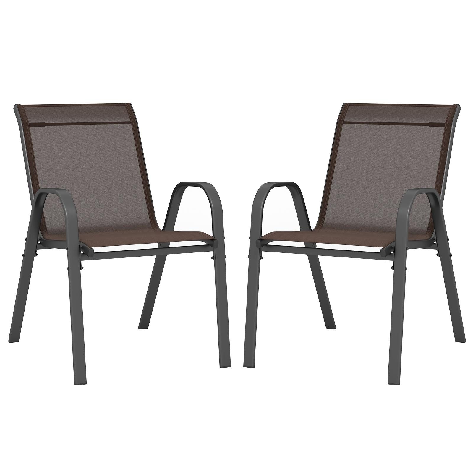 KOMFOTTEU Gartenstuhl Bistrostuhl Stapelstuhl (2 St), stapelbares Esszimmerstuhl-Set, bis 150 kg belastbar