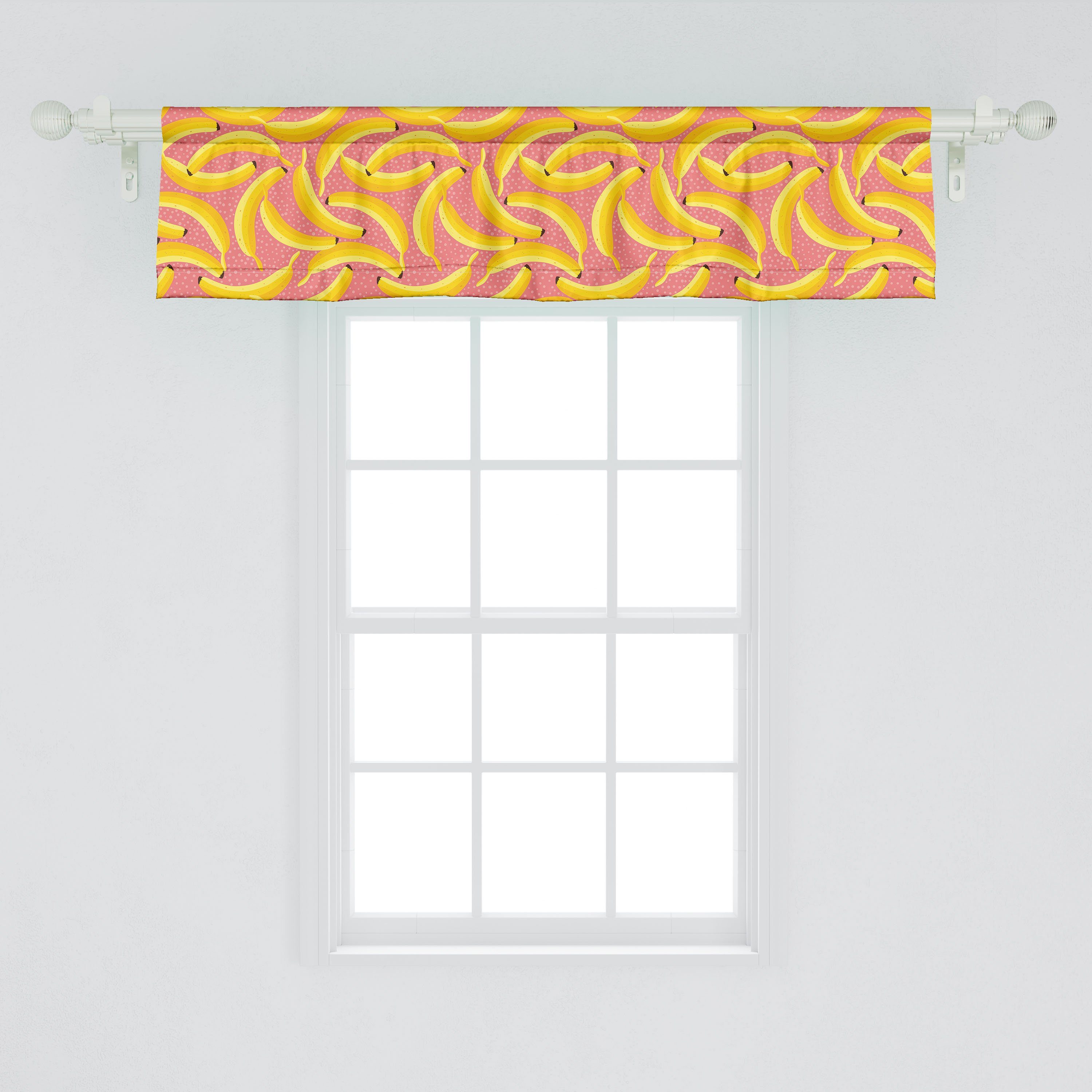 Dekor Microfaser, Exotische Banane Vorhang Volant Stangentasche, für Küche Schlafzimmer mit und Früchte Tupfen Scheibengardine Abakuhaus,