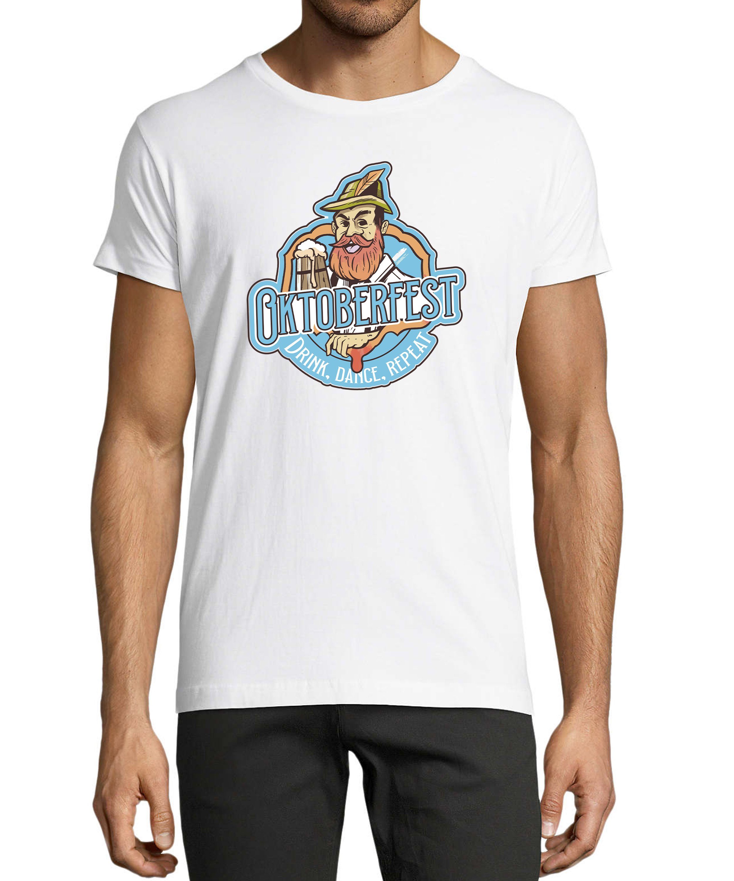 MyDesign24 T-Shirt Herren Fun Print Shirt - Trinkshirt Oktoberfest T-Shirt Baumwollshirt mit Aufdruck Regular Fit, i318 weiss