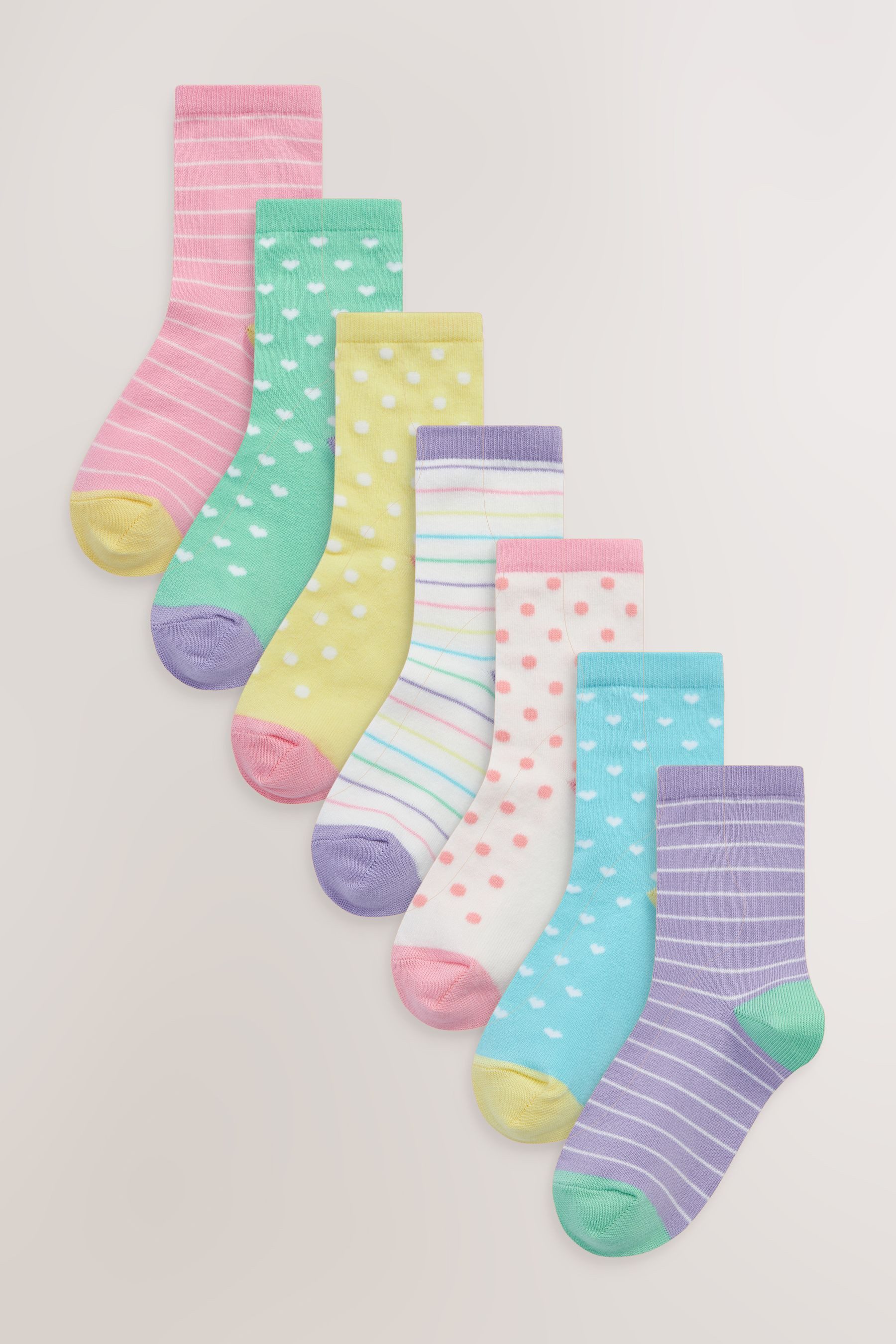 Next Kurzsocken 7er-Pack Baumwollsocken mit Streifen/Punkte (7-Paar)