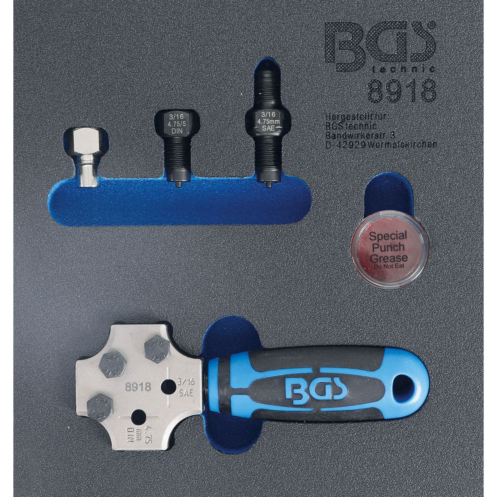 BGS Bördelgerät BGS Werkstattwageneinlage 1/6: Bördelgerät SAE und DIN 4,75 mm (3/16)