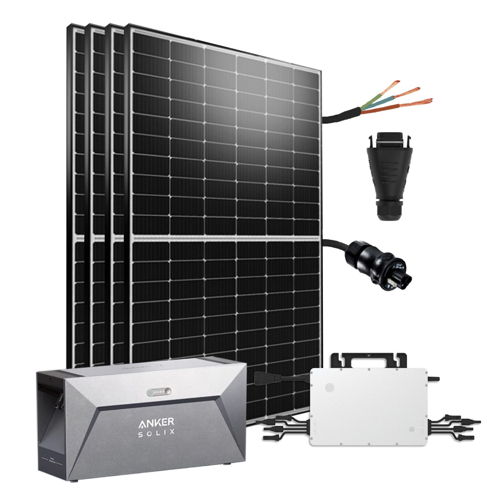 Stegpearl Solaranlage 2000W/1800W Balkonkraftwerk mit Speicher Anker Balkon Mini-PV Anlage, (Komplettset), Anker SOLIX Solarspeicher! Hoymiles 1800W Wechselrichter und 5m Kabel
