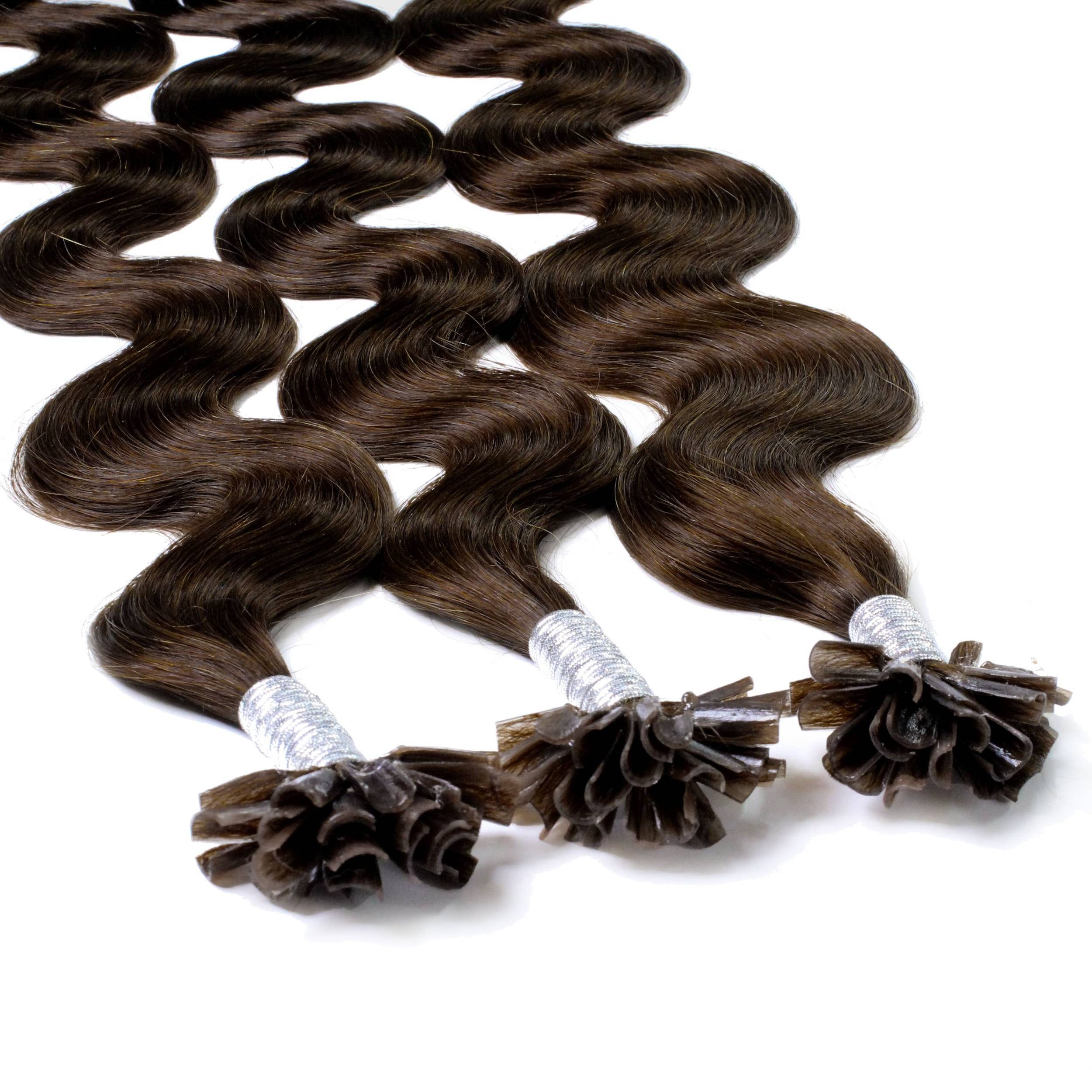 hair2heart Echthaar-Extension Bonding Extensions gewellt #6/3 Dunkelblond Gold 0.5g 60cm