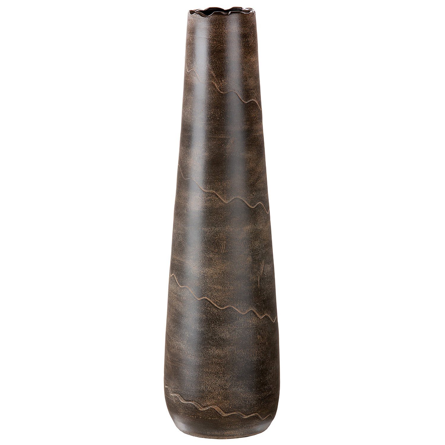 GILDE Dekovase WAVE Vase - braun - Keramik - H. 70cm - Deko - Blumenvase (1 günstig online kaufen