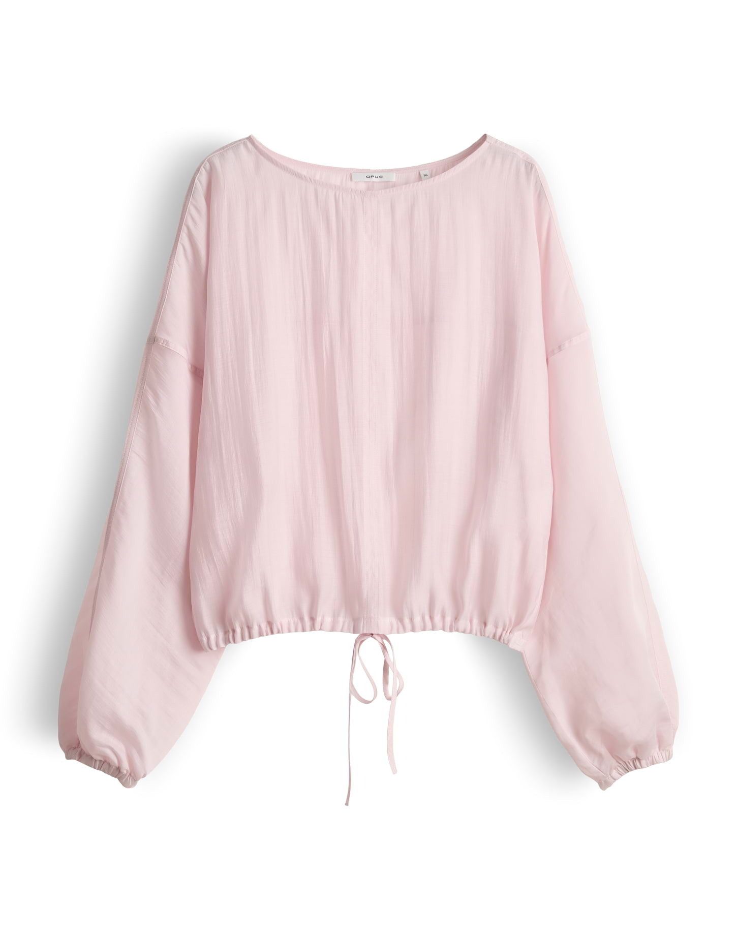 OPUS Shirtbluse Filla mit Tunnelzug am Saum elastisches Gummi am Ärmelsaum, leichte Transparenz, glatter Griff