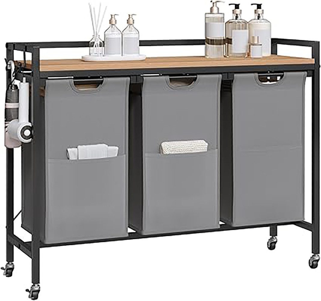 EUGAD Wäschekorb (1 St), Корзины для белья, mit Rollen, Ablage, Haken, ausziehbar abnehmbar