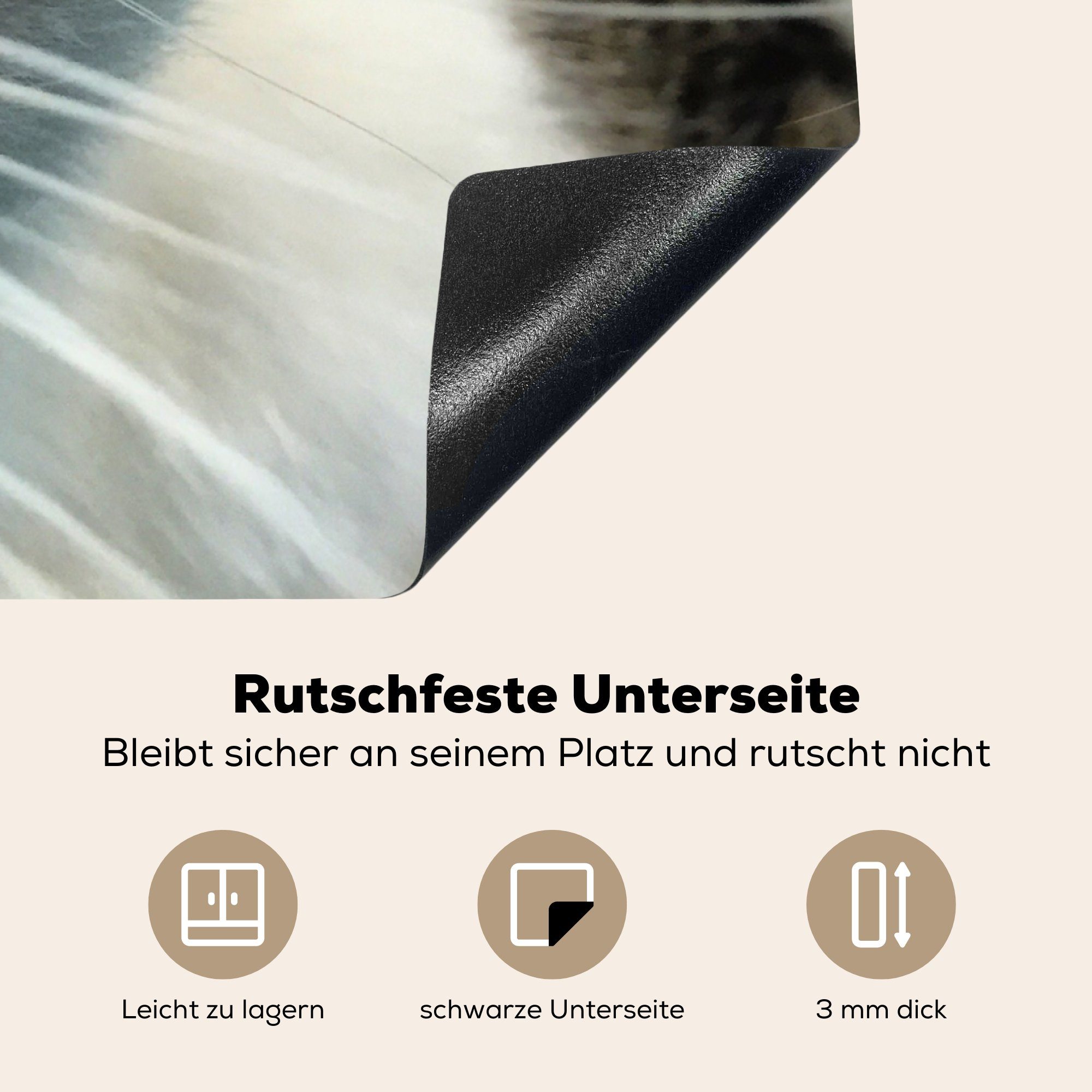 MuchoWow Herdblende-/Abdeckplatte Vinyl, Arbeitsplatte 78x78 Katze küche (1 Ceranfeldabdeckung, cm, - - Pfote Kopf, für tlg)