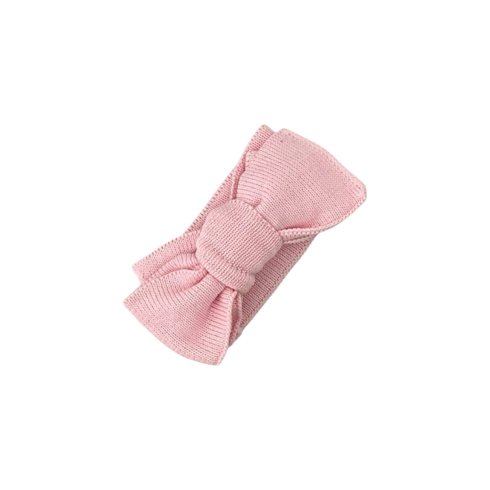 Erstlingsmütze Haarband Baby mit Schleife von 0-6 Monaten aus Biobaumwolle in Rosa
