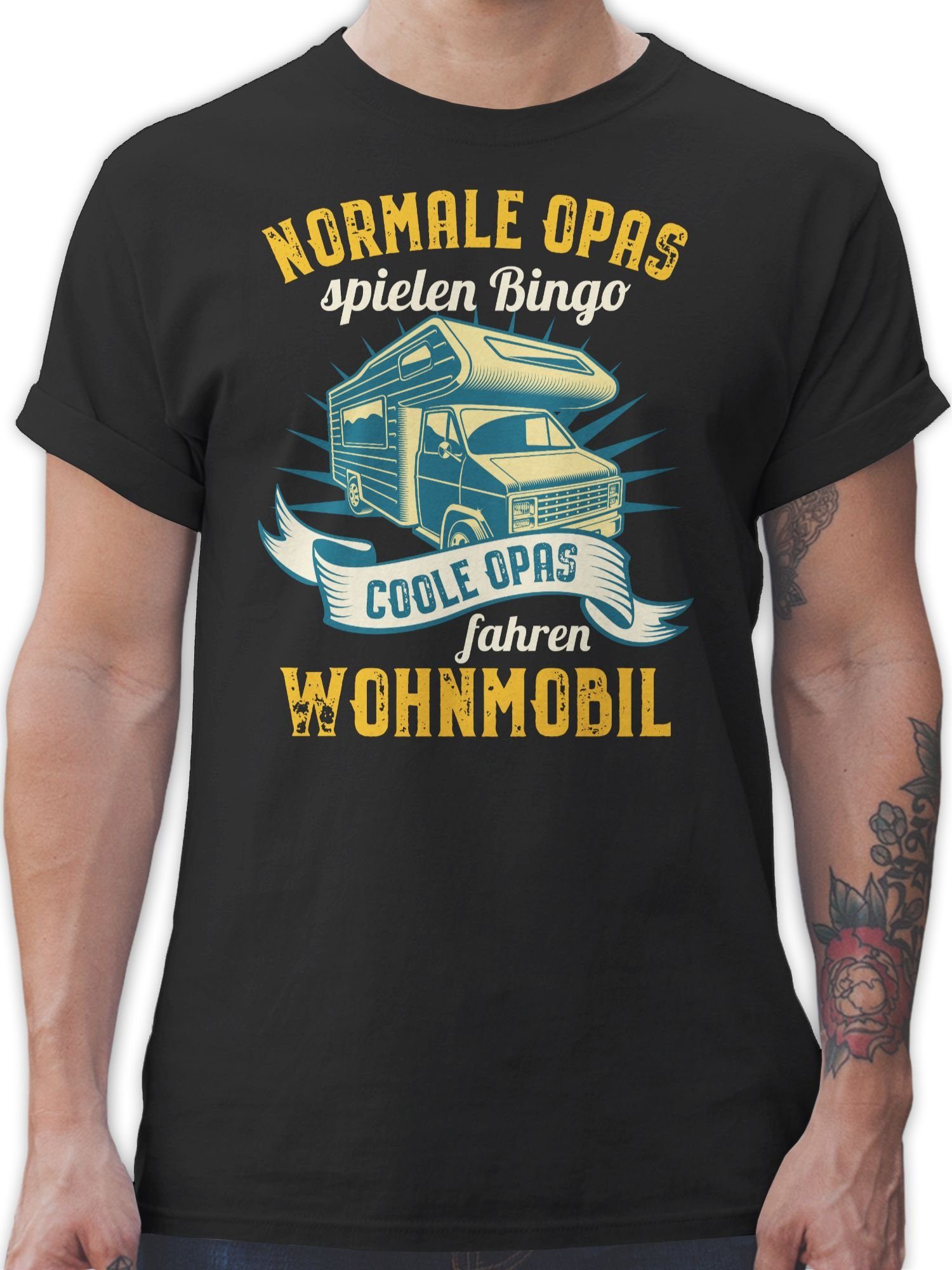 Shirtracer T-Shirt Normale Opas spielen Bingo - Coole Opas fahren Wohnmobil Opa Geschenke 02 Schwarz