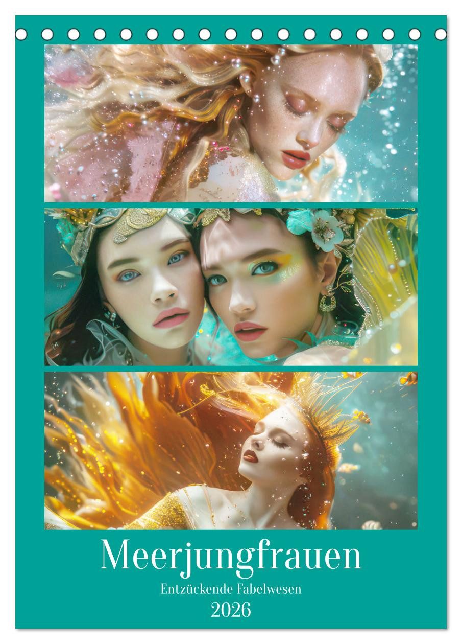CALVENDO Wandkalender Meerjungfrauen – Entzückende Fabelwesen (Tischkalender 2026 DIN A5 hoc
