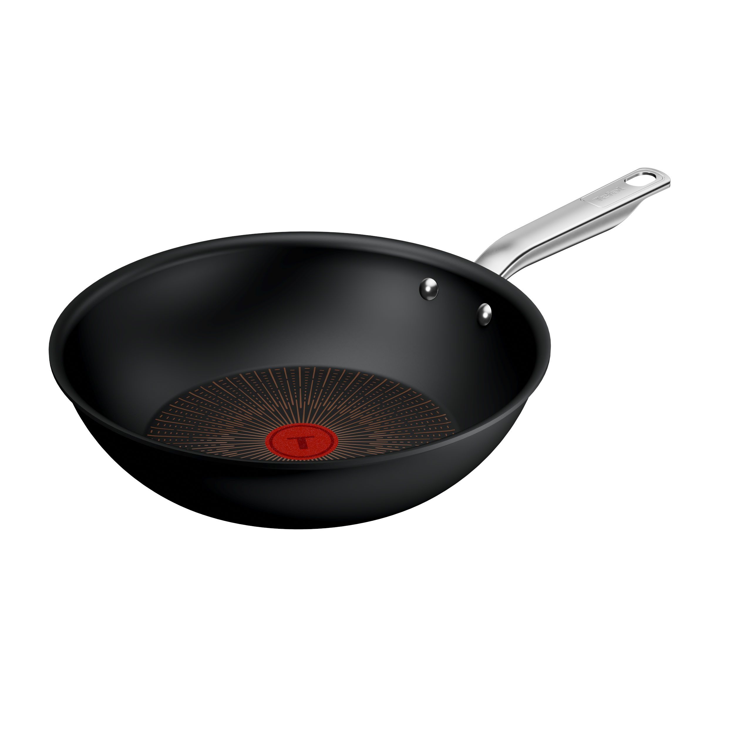 Tefal Wok Experience, Aluminium (1-tlg., 1x Wokpfanne 28 cm), FusionCore Antihaftversiegelung, Induktion, Temperaturanzeiger