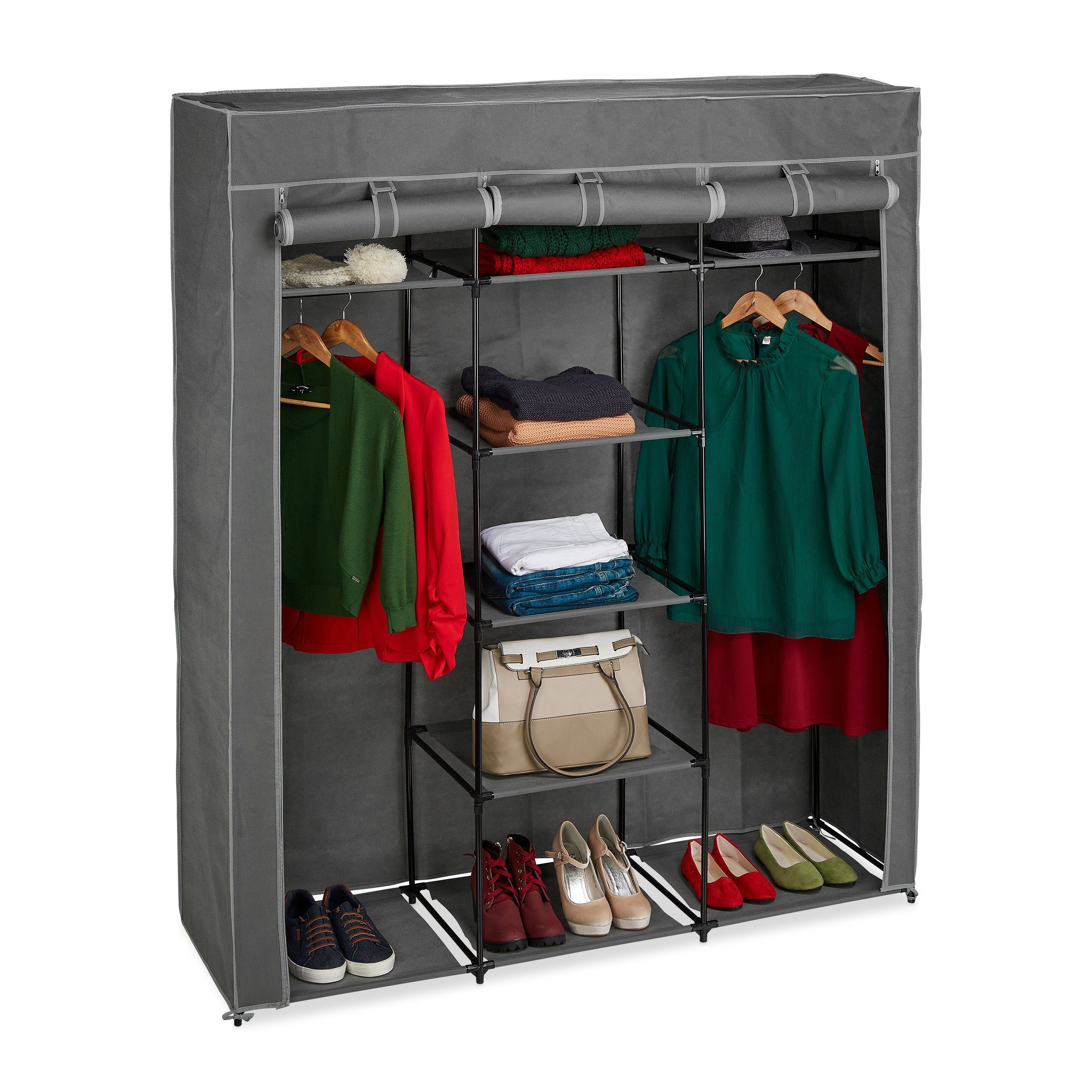 relaxdays Stoffschrank XXL Stoffschrank mit 2 günstig online kaufen