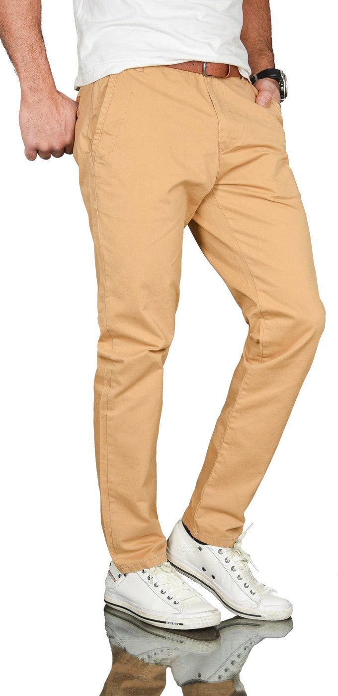 Alessandro Salvarini Chinohose Herren mit Gürtel – Stoffhose Regular Fit Bequeme Chino mit Stretch und klassischem Schnitt