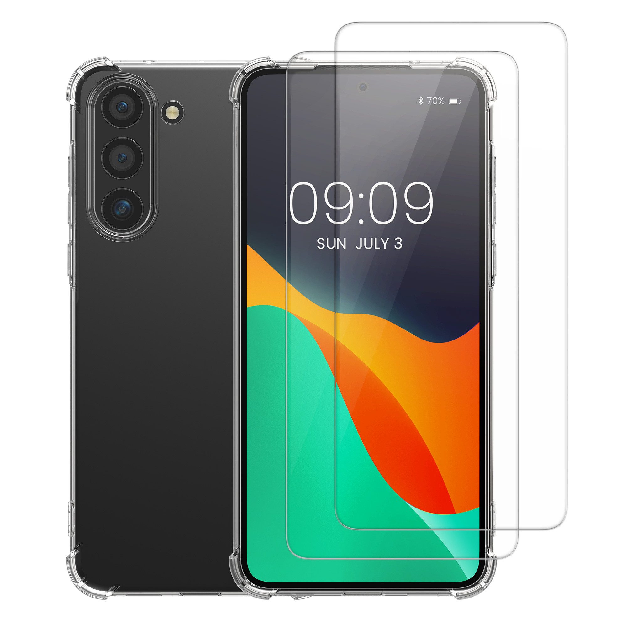 kalibri Handyhülle Hülle für Samsung Galaxy S23 Case, Handyhülle mit 2x Glas Schutz Folie - Cover Handyhülle