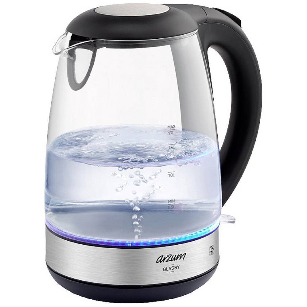 Arzum Wasserkocher GLAS WASSERKOCHER mit LED, 2200W, 1.7L AR3071, schnurlos