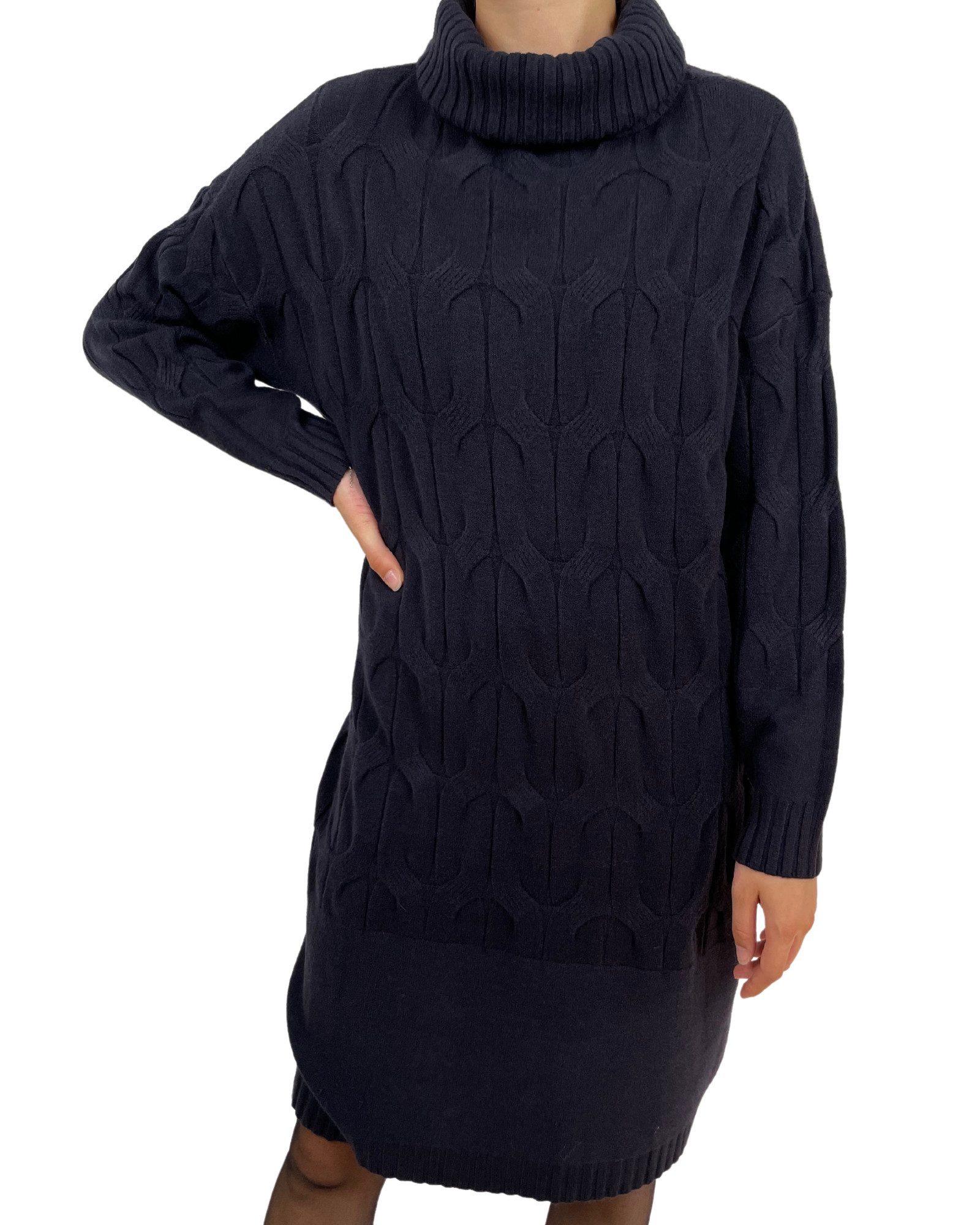 ITALY VIBES Strickkleid XENA - Midikleid - Langarmkleid - Kleid mit Rollkragen - ONE SIZE passt hier Gr. M -XL