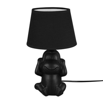 etc-shop Tischleuchte, Leuchtmittel nicht inklusive, Nachttischleuchte Affe Tischlampe Keramik schwarz Beistellleuchte