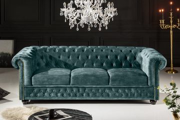 riess-ambiente Sofa CHESTERFIELD 205cm petrol, Einzelartikel 1 Teile, Wohnzimmer · Sofa · Samt · 3-Sitzer · Federkern