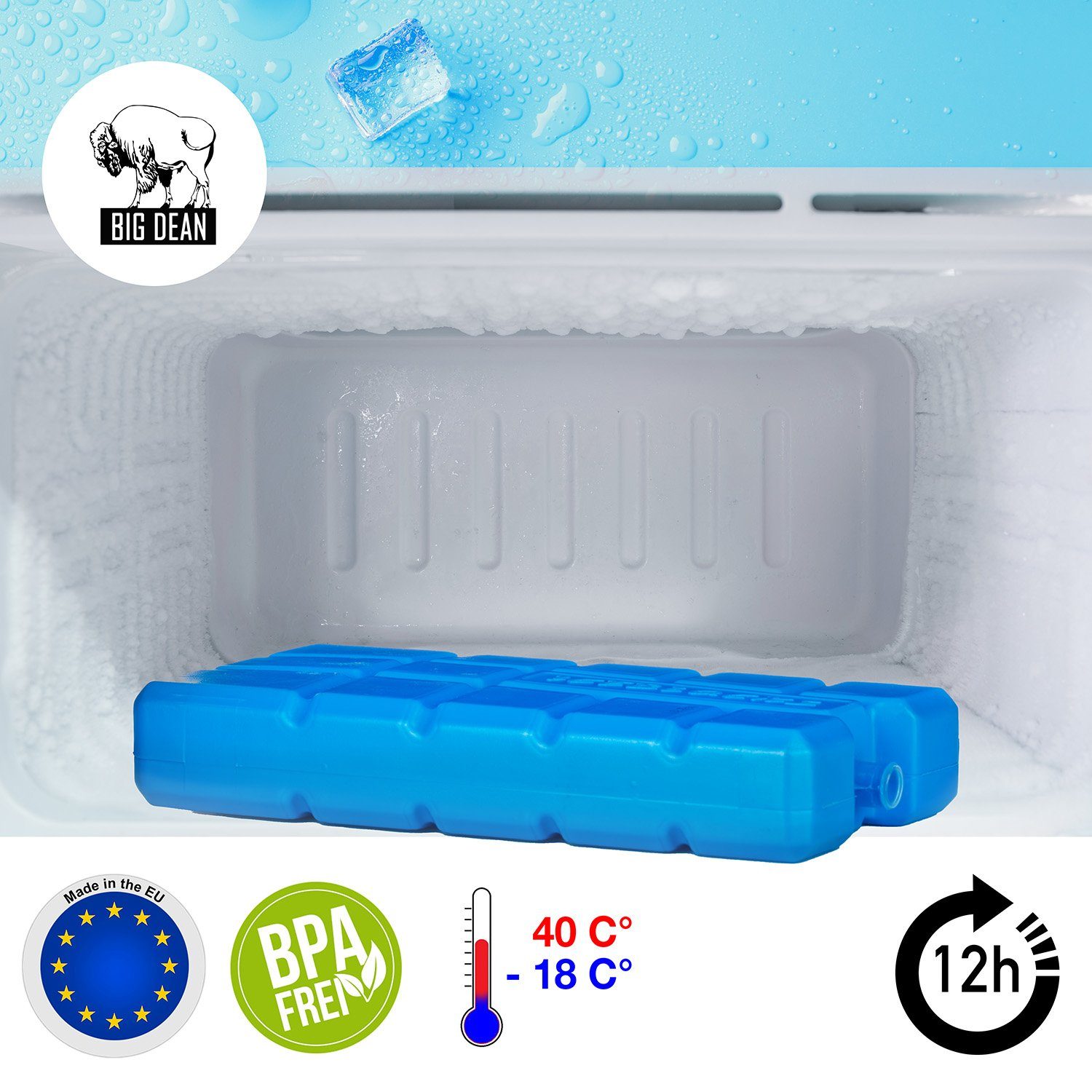 BigDean Kühlakku 4x Kühlakkus je 200ml 12h Kühlung für Kühltasche & Kühlbox Made i, Natürliche Kühlflüssigkeit, Robustes HDPE-Kunststoffgehäuse.