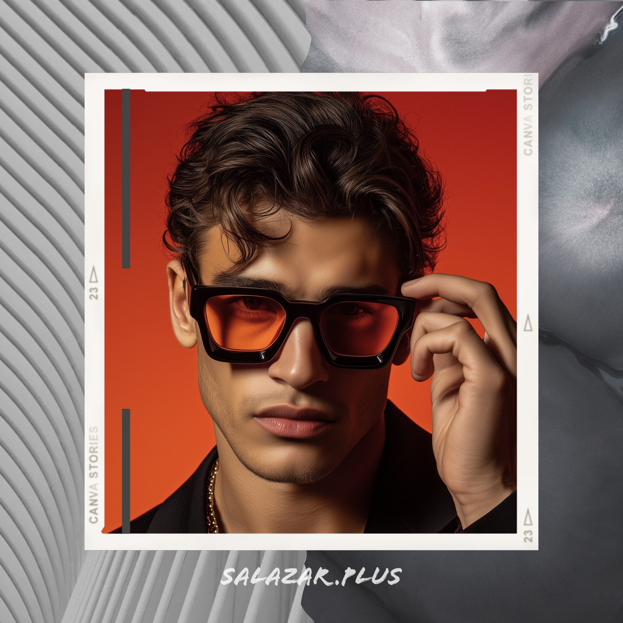 salazar.plus Sonnenbrille Dick Rechteckig Unisex Klotzig Damen Herren Brille grau schwarz orange Klotzige rechteckige Sonnenbrille UV400 Cat.1-3 leicht & stylisch